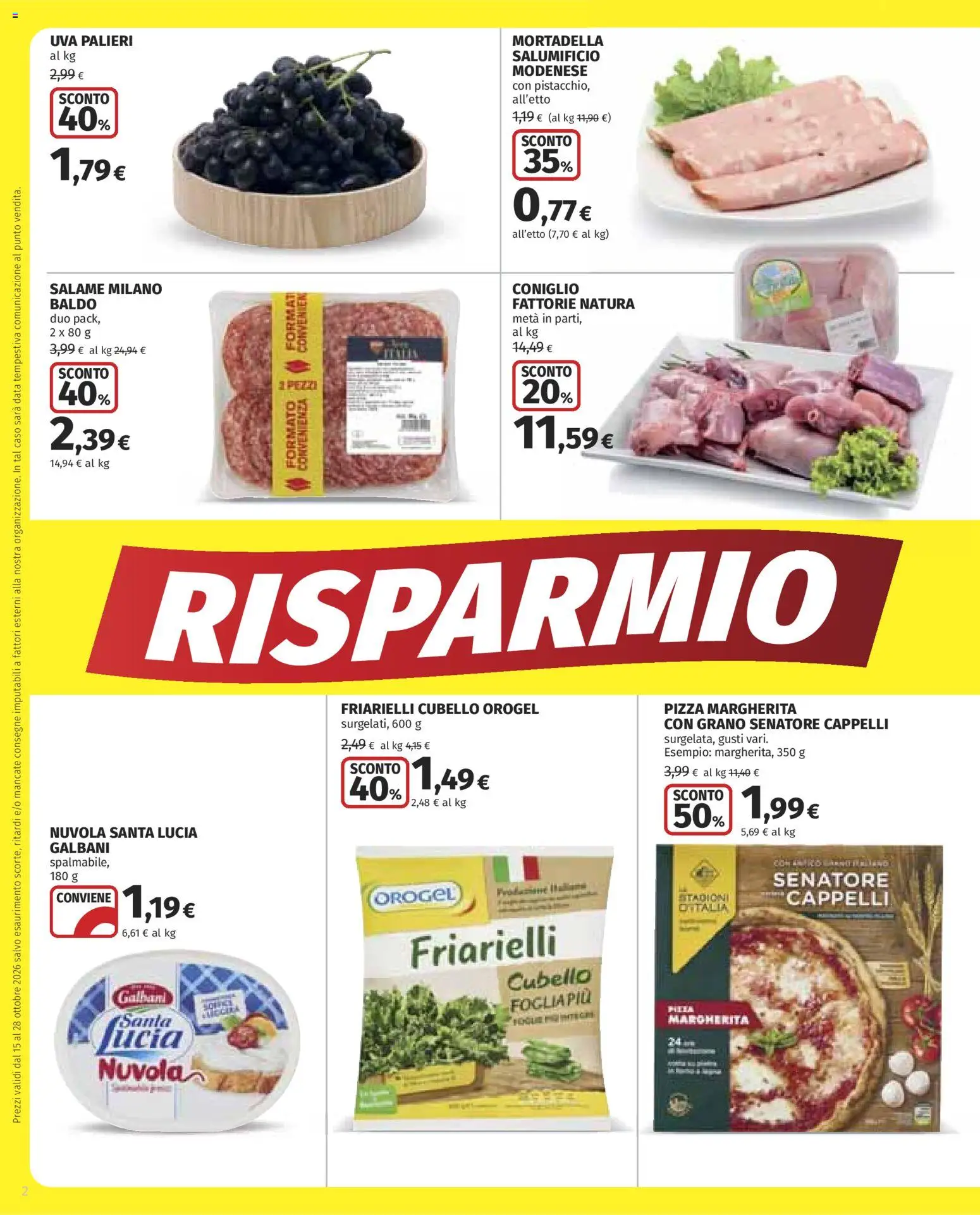 Volantino COOP del 15/10/2026 | Pagina: 2 | Prodotti: Salame, Pizza, Coniglio, Friarielli