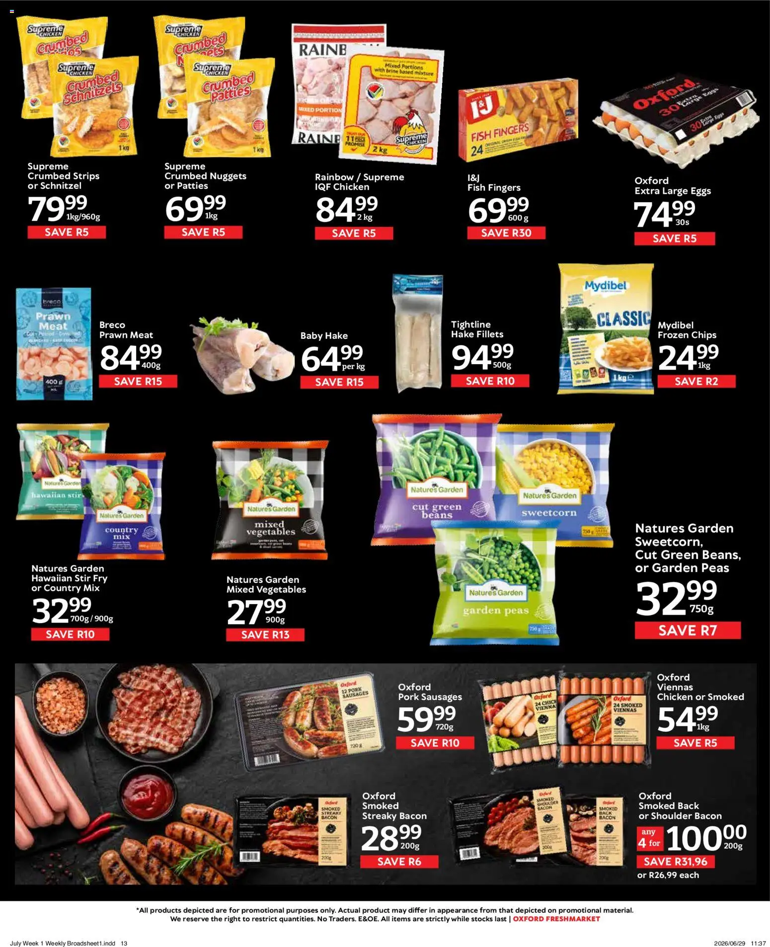 New Oxford Freshmarket catalogue – valid from 01/07/2026 | Page: 13 | Products: Beans, Chicken, Pork, Fish