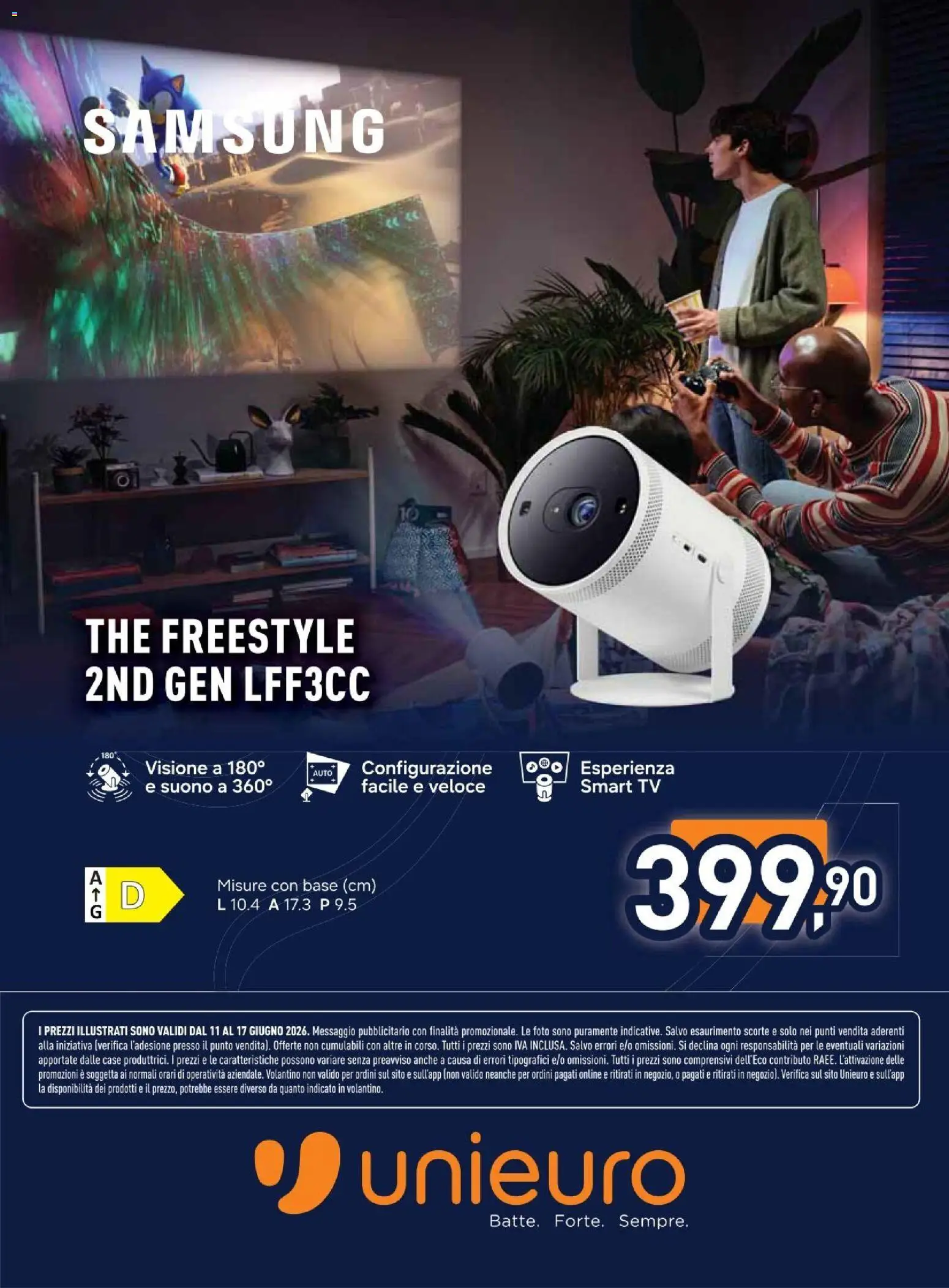 Volantino Unieuro del 11.06.2026 | Pagina: 10 | Prodotti: smart TV, The, TV, Samsung