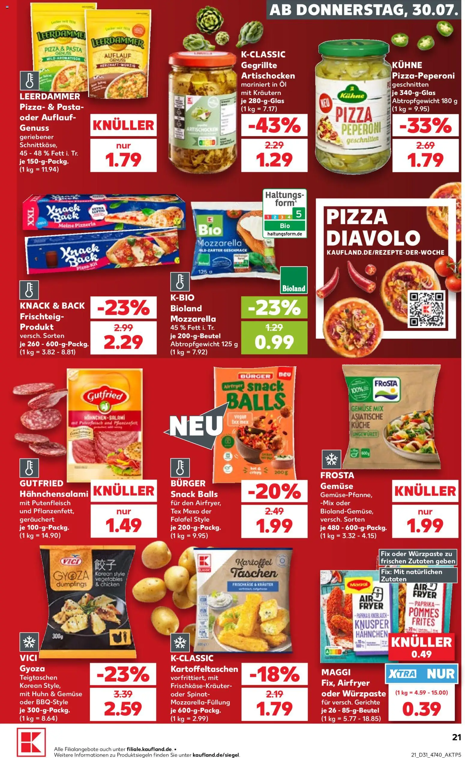 Kaufland Prospekt Hannover – gültig ab 30.07.2026 | Seite: 21 | Produkte: Pommes, Burger, Frosta, Pizza