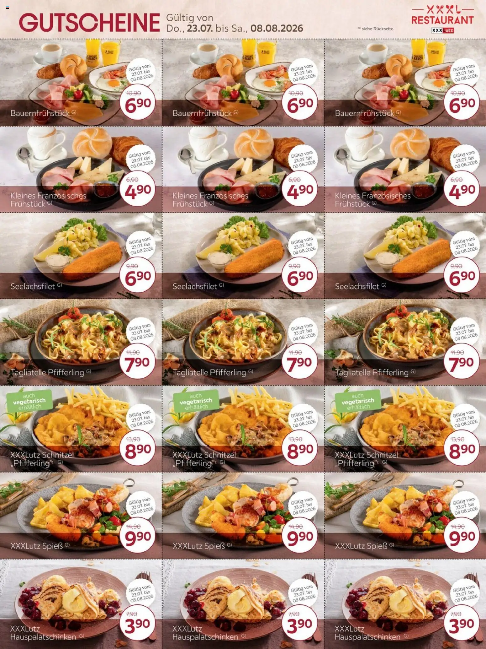 XXXLutz Restaurantgutscheine – gültig ab 23.07.2026 | Seite: 3 | Produkte: Schnitzel