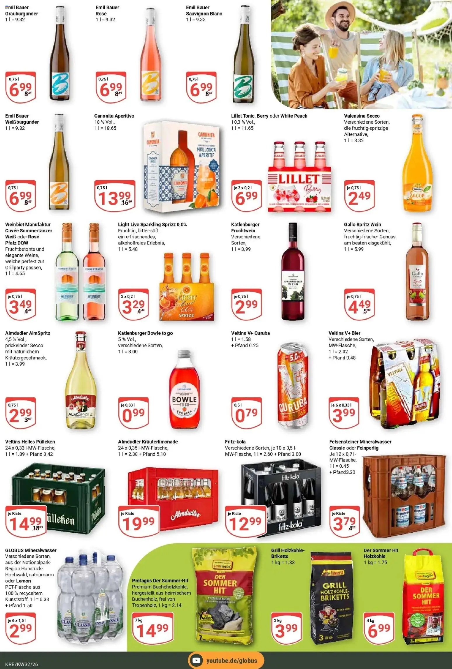 Globus Prospekt Krefeld (ab 03.08.2026) » Angebote online | Seite: 17 | Produkte: Helles pulleken, Lillet, Valensina, Veltins