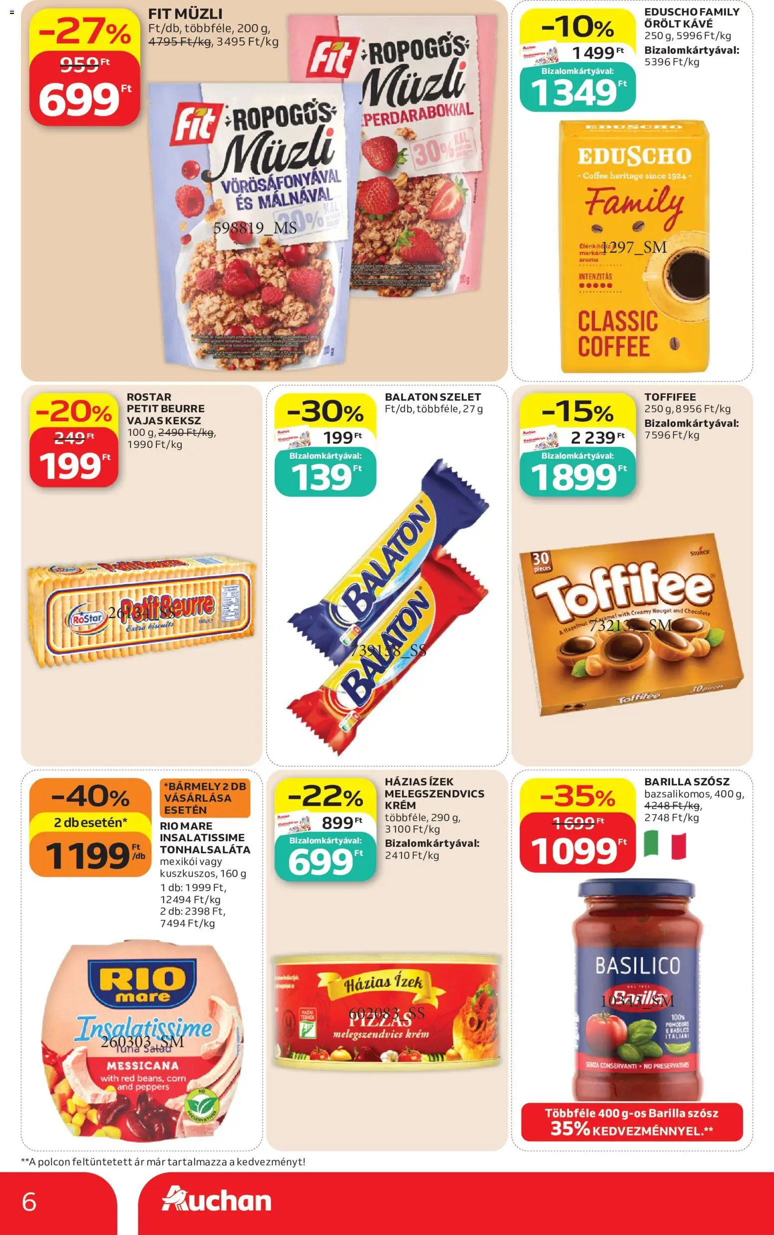 Auchan akciós ujság - amely érvényes a következő dátumtól: 2026.07.30. | Oldal: 6 | Termékek: Kávé, Őrölt kávé, Keksz, Szósz