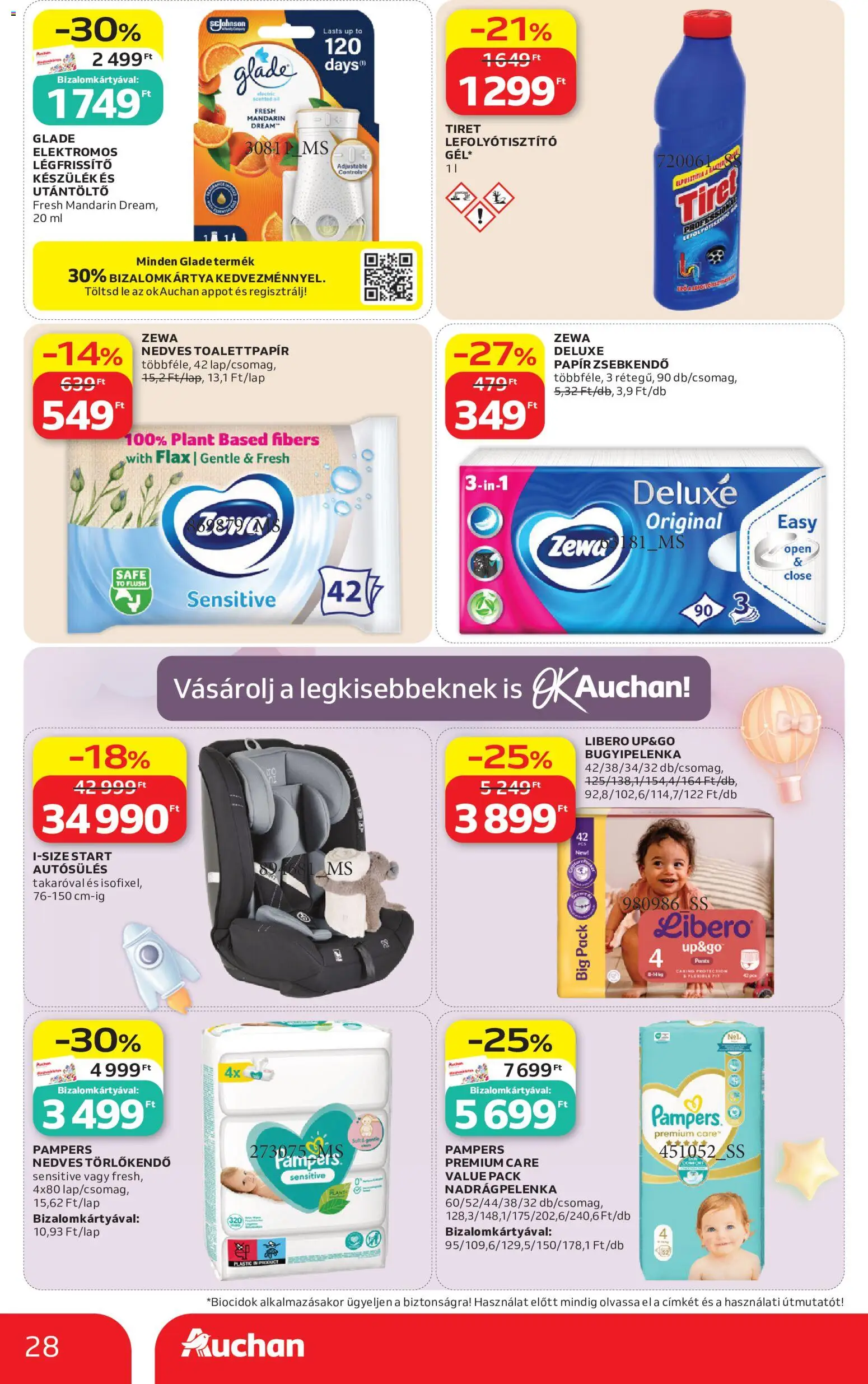 Auchan akciós ujság - amely érvényes a következő dátumtól: 18.06.2026 | Oldal: 28 | Termékek: Pampers, Törlőkendő, Nedves törlőkendő, Mandarin