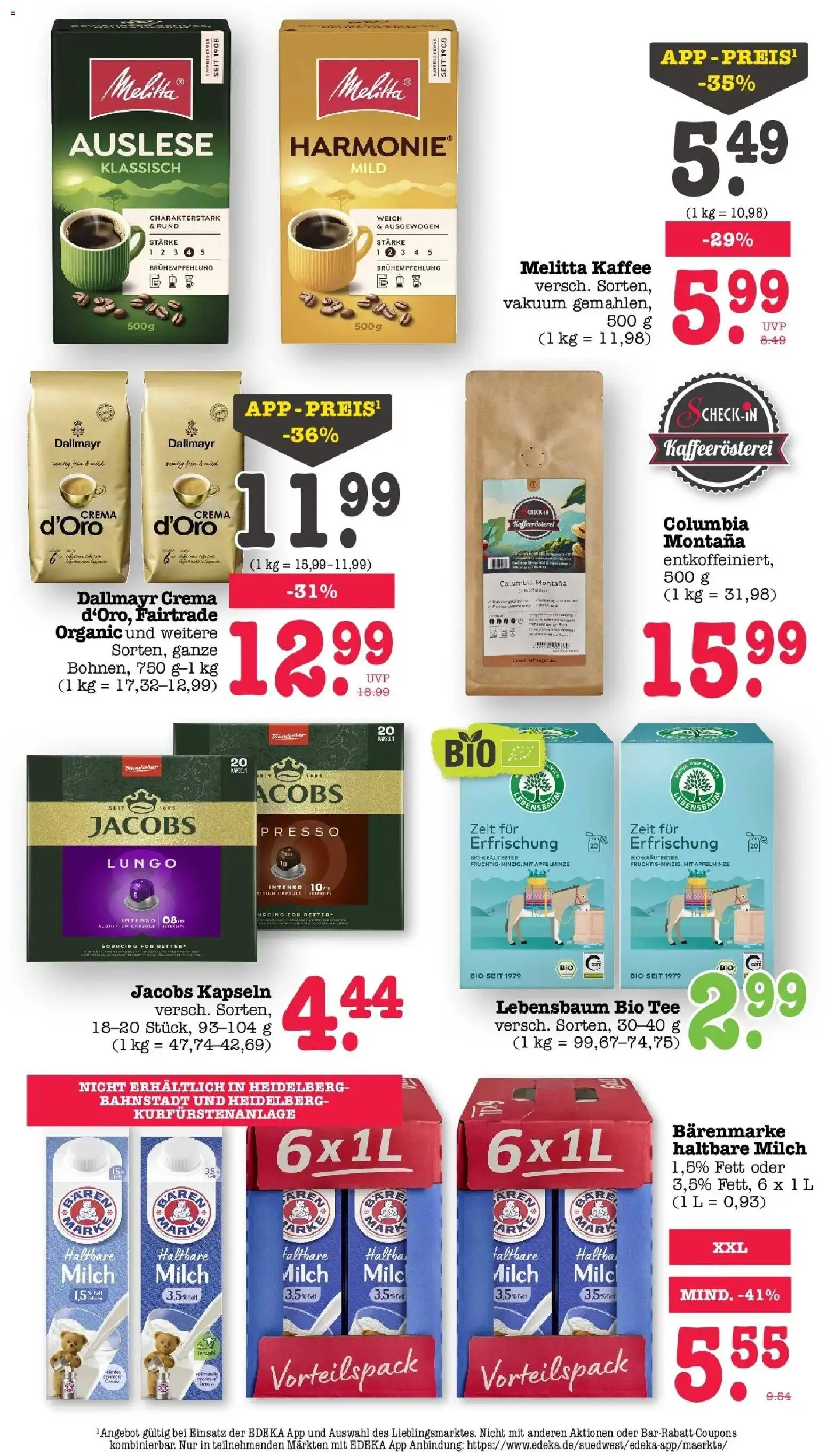 Marktkauf Prospekt Wörth Am Rhein (ab 07.09.2026) » Angebote online | Seite: 33 | Produkte: Milch 1,5%, Haltbare milch, Dallmayr, Tee