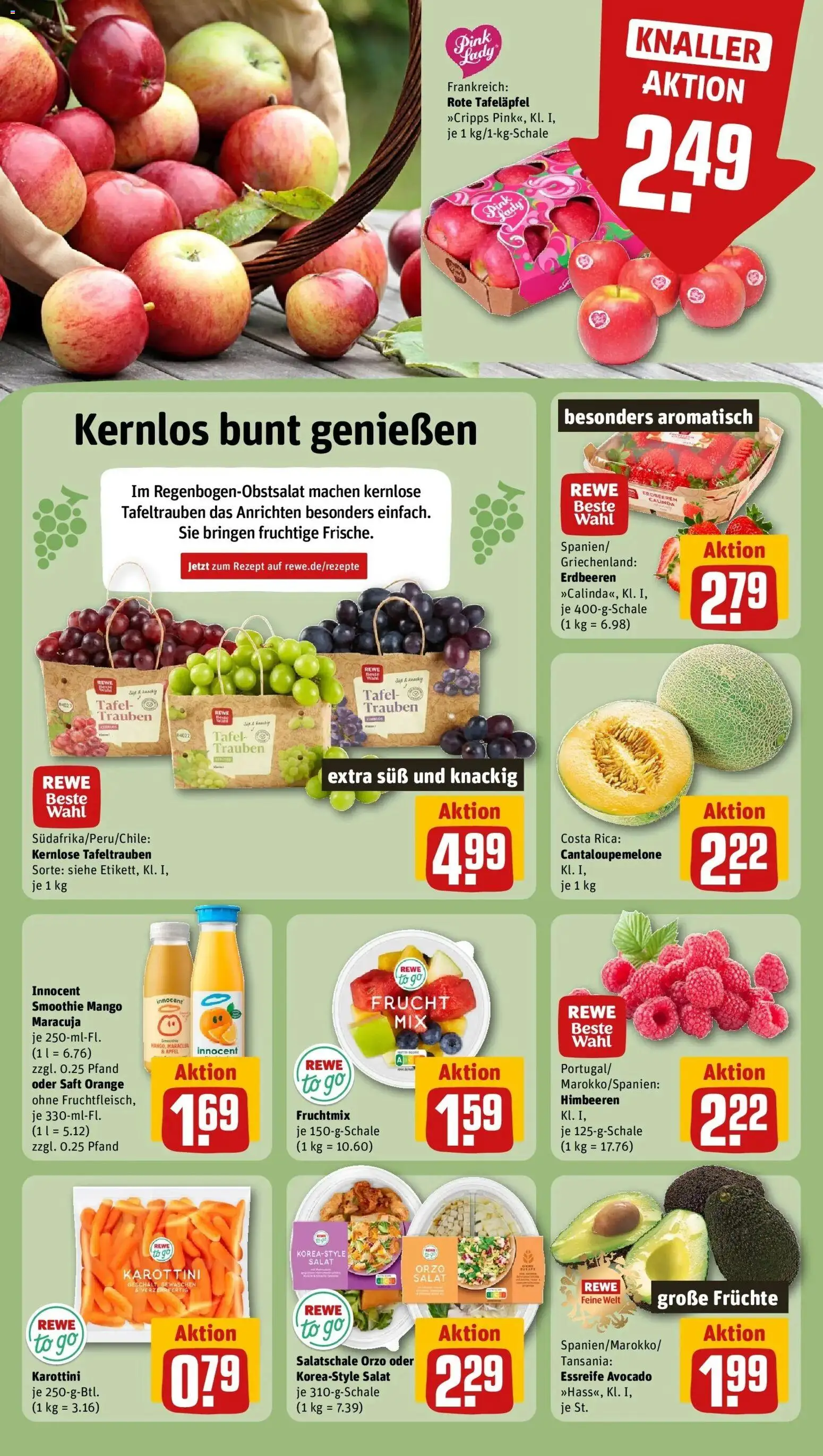 Rewe Prospekt Saarbrücken / Klarenthal	 – gültig ab 12.04.2026 | Seite: 4 | Produkte: Äpfel, Avocado, Saft, Erdbeeren