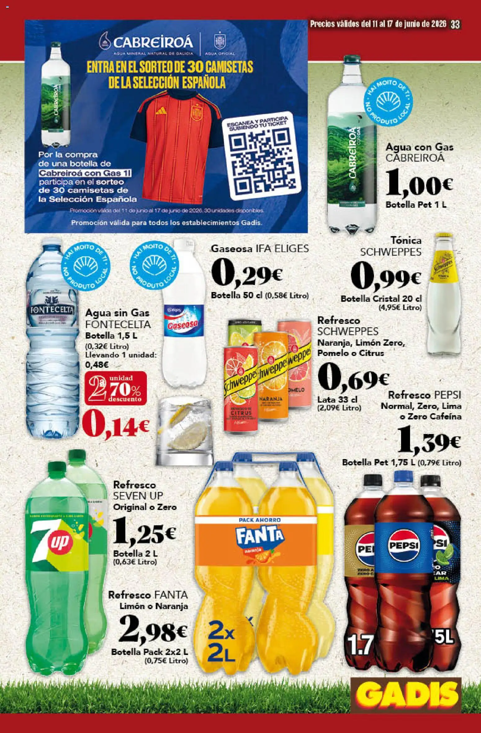 Gadis folleto │ válido desde el 11.06.2026 | Página: 33 | Productos: Lima, Agua con gas, Gaseosa