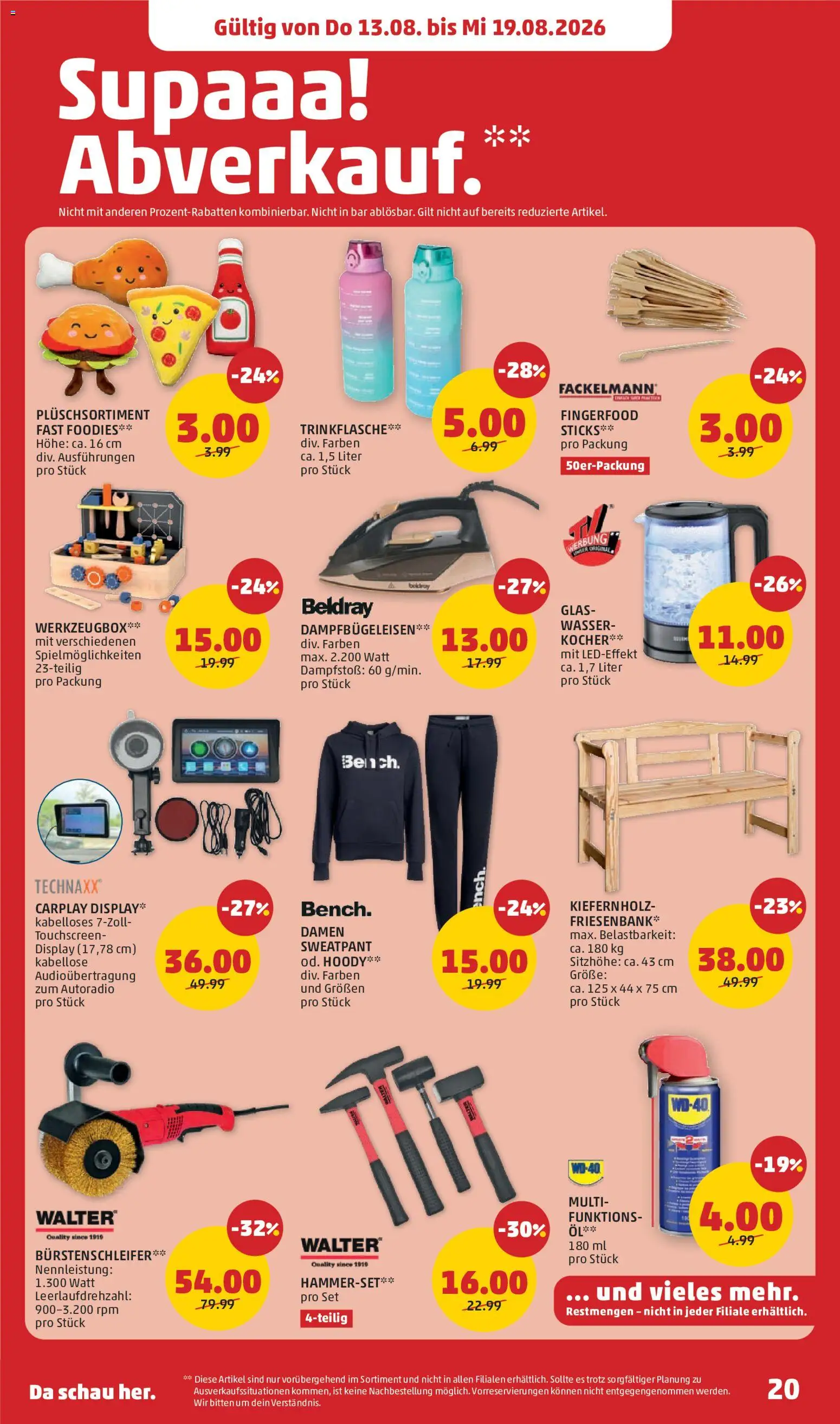 Penny Markt - Flugblatt gültig ab 13.08.2026 | Seite: 20 | Produkte: Wasser, Kocher, Öl