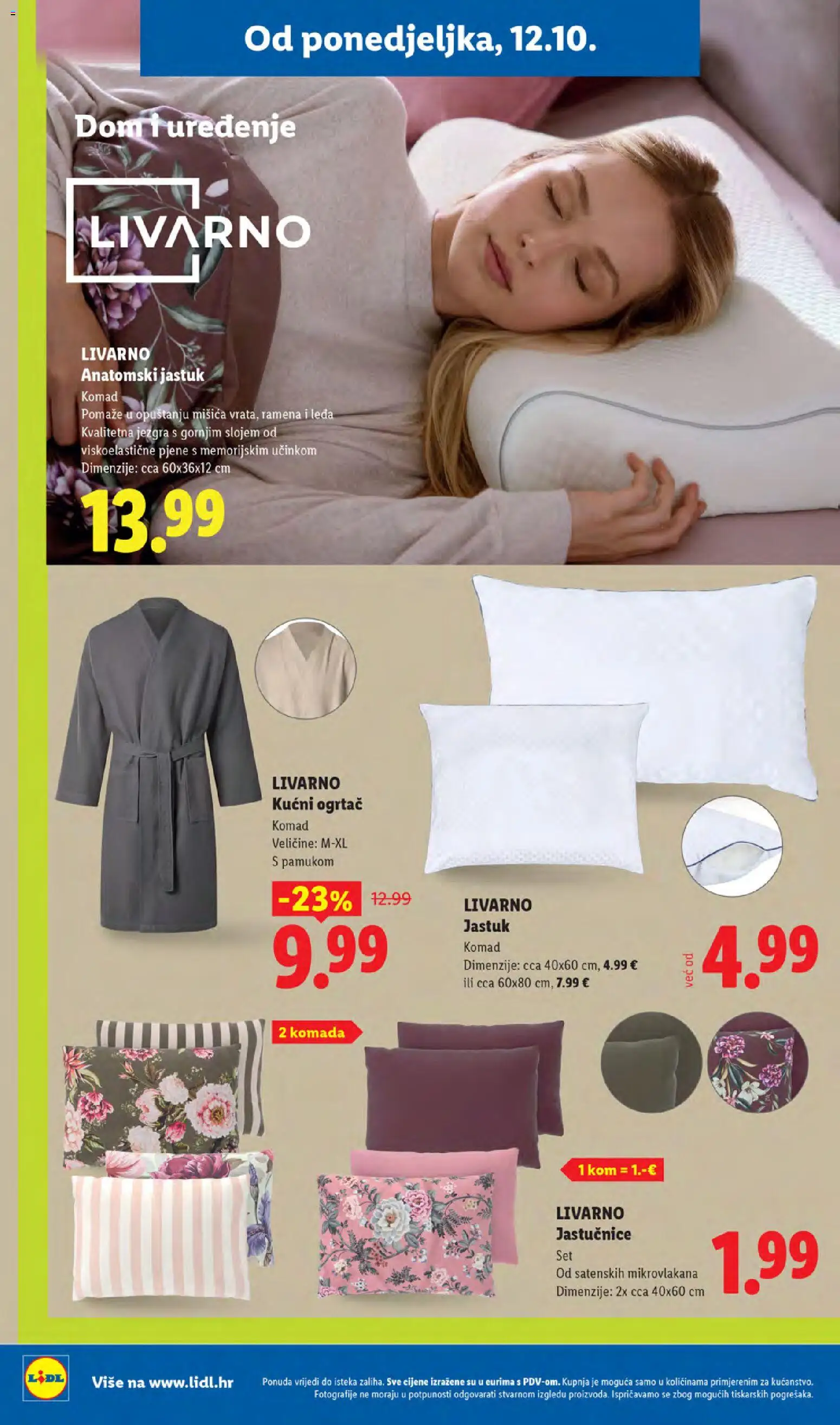 Lidl katalog | vrijedi od 12.10.2026 | Stranica: 32 | Proizvodi: Jastuk, Kućni ogrtač
