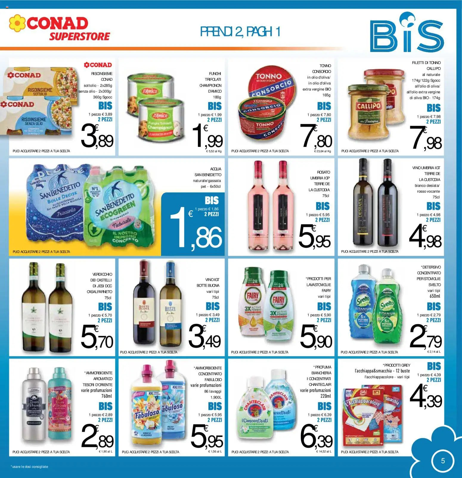 Volantino Conad del 15/07/2026 | Pagina: 5 | Prodotti: Vino, Funghi, Lavastoviglie, Tonno al naturale