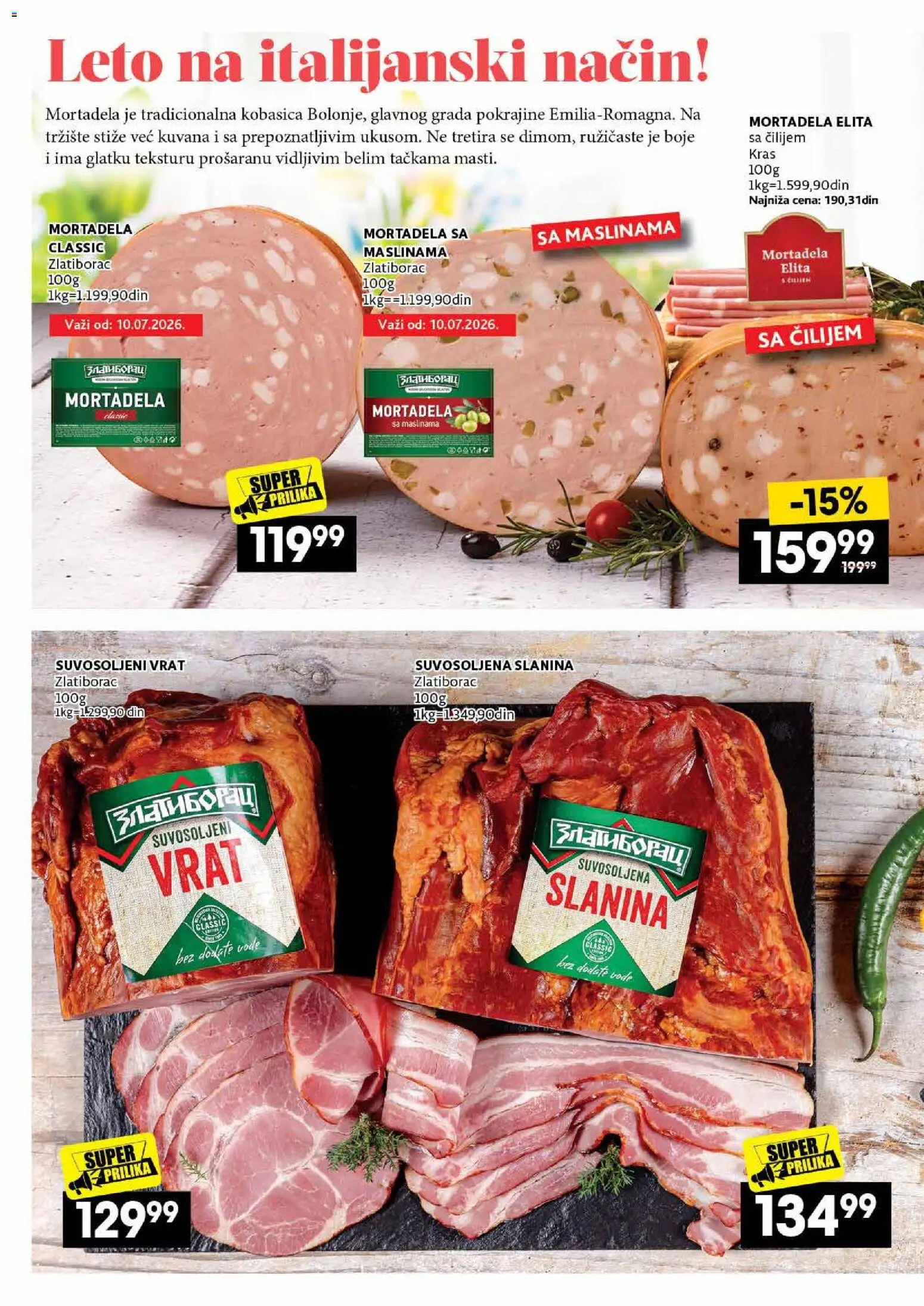 Idea katalog - važi od 02.07.2026 | Strana: 18 | Proizvode: Mortadela, Slanina, Kobasica