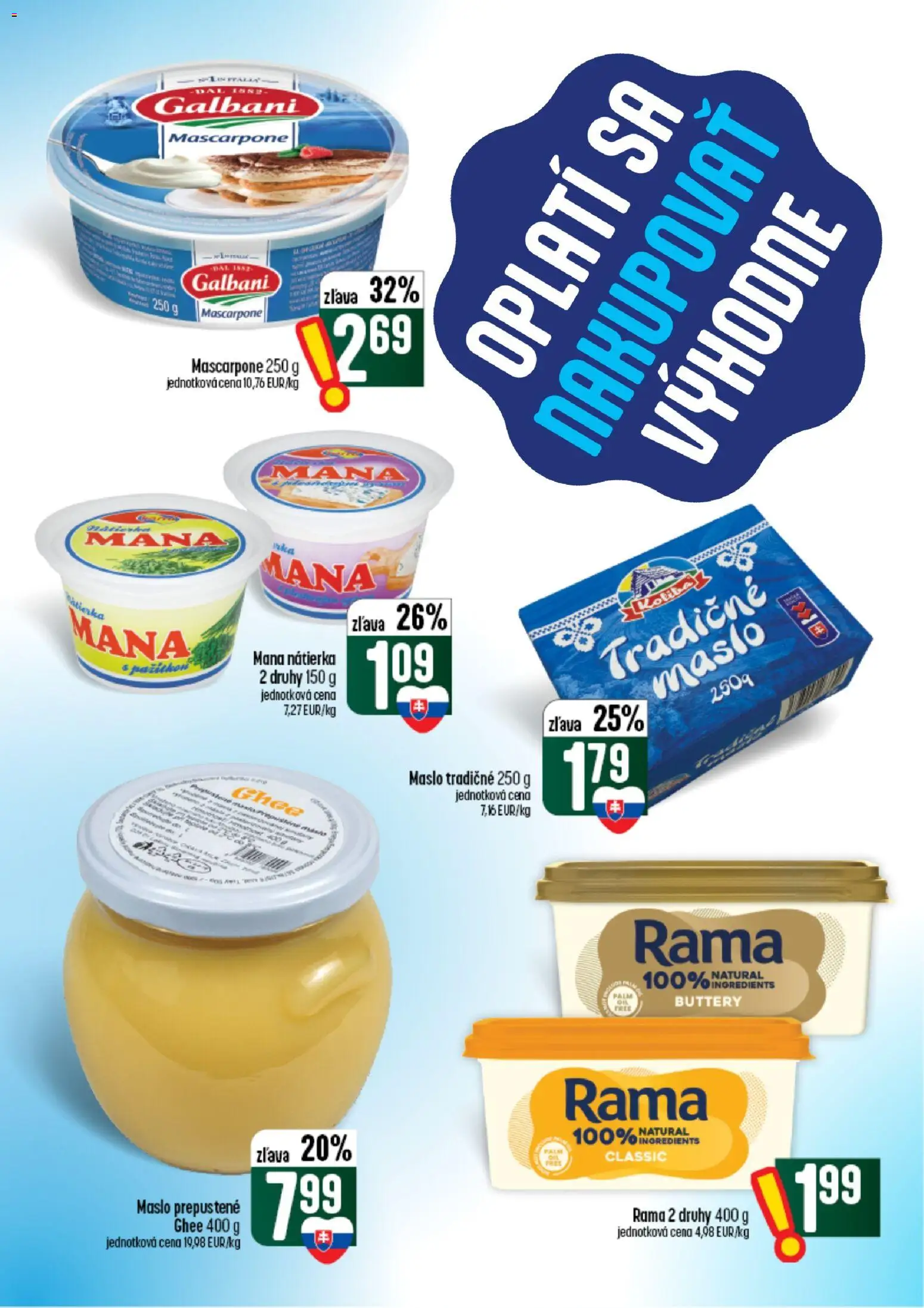 Nové COOP Jednota akcie – leták je platný od 24.09.2026 | Strana: 21 | Produkty: Maslo, Nátierka, Rama, Mascarpone
