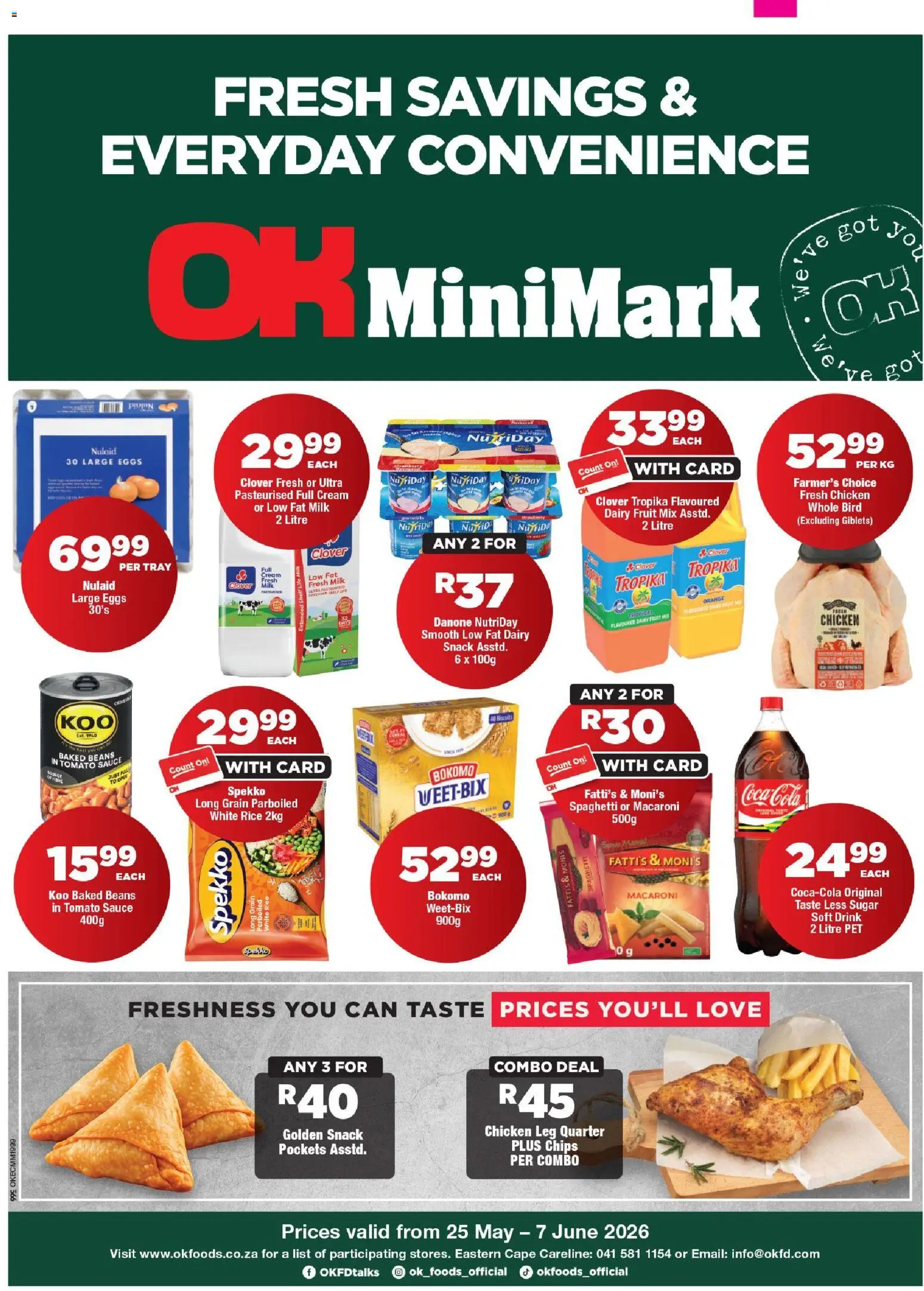 New OK Foods catalogue – valid from 25.05.2026 | Page: 1 | Products: Milk, Rice, Chips, Cream