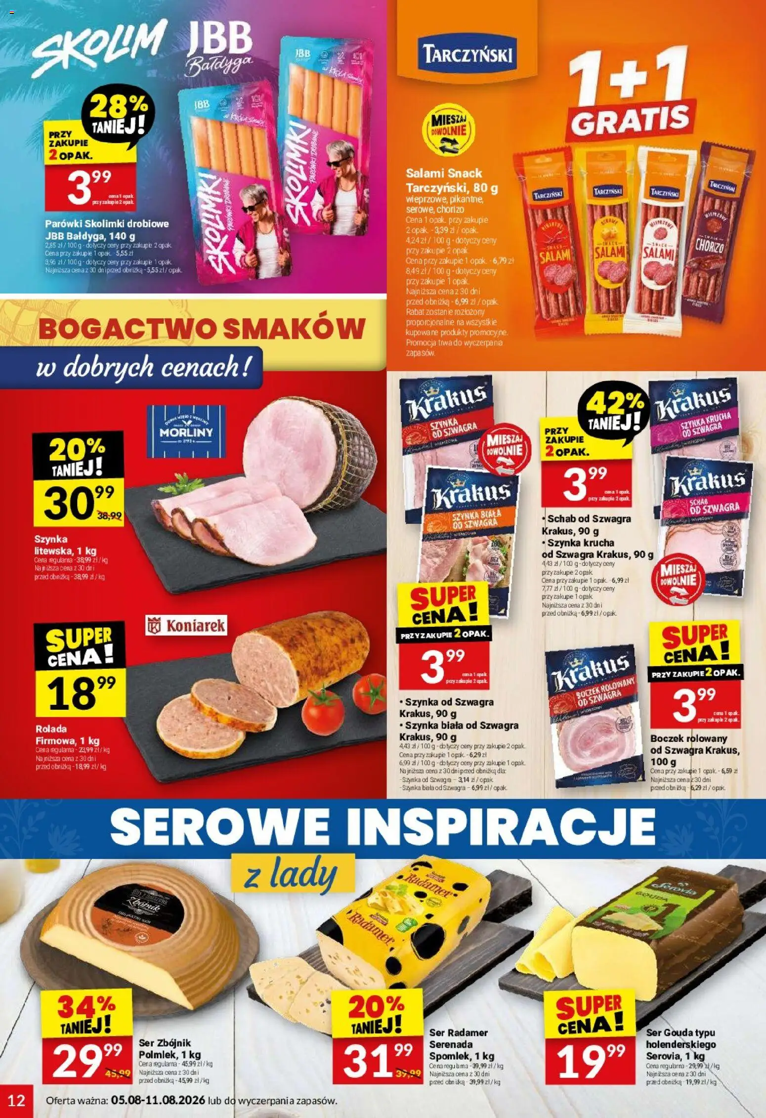 Twój Market gazetka od 05.08.2026 | Strona: 12 | Produkty: Rolada, Parówki, Szynka, Ser gouda