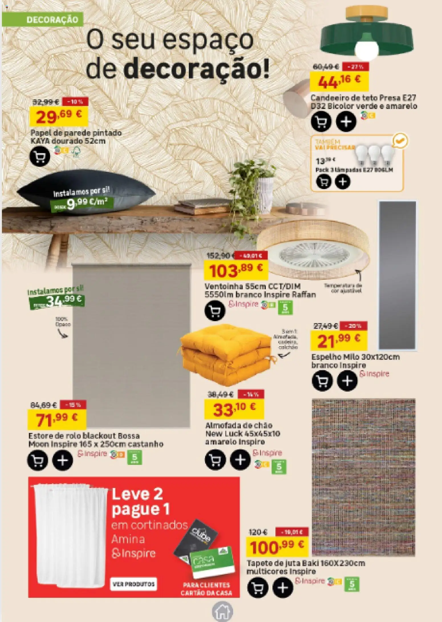 Leroy Merlin Arquipélago dos Açores │ válido de 30.04.2026 | Página: 22 | Produtos: Candeeiro, Almofada, Tapete, Papel de parede