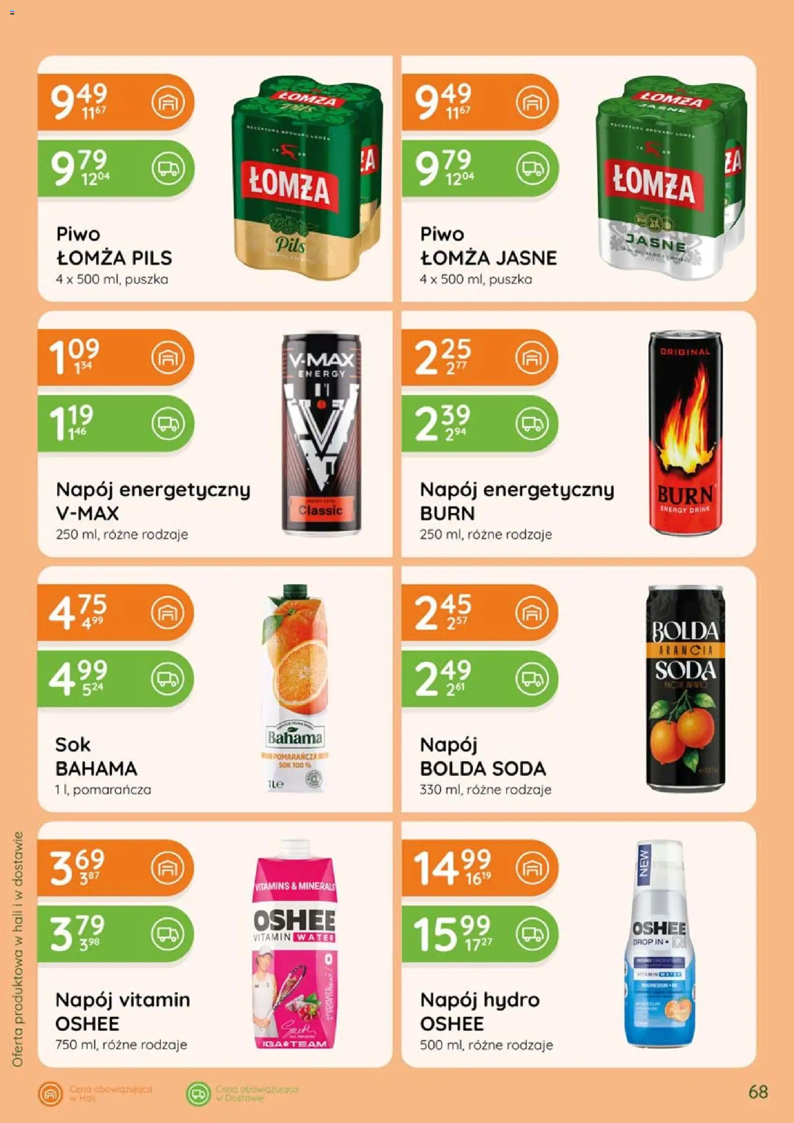 Eurocash gazetka - Katalog Alkoholowy od 01.09.2026 | Strona: 68 | Produkty: Napój energetyczny, Oshee, Sok, Piwo