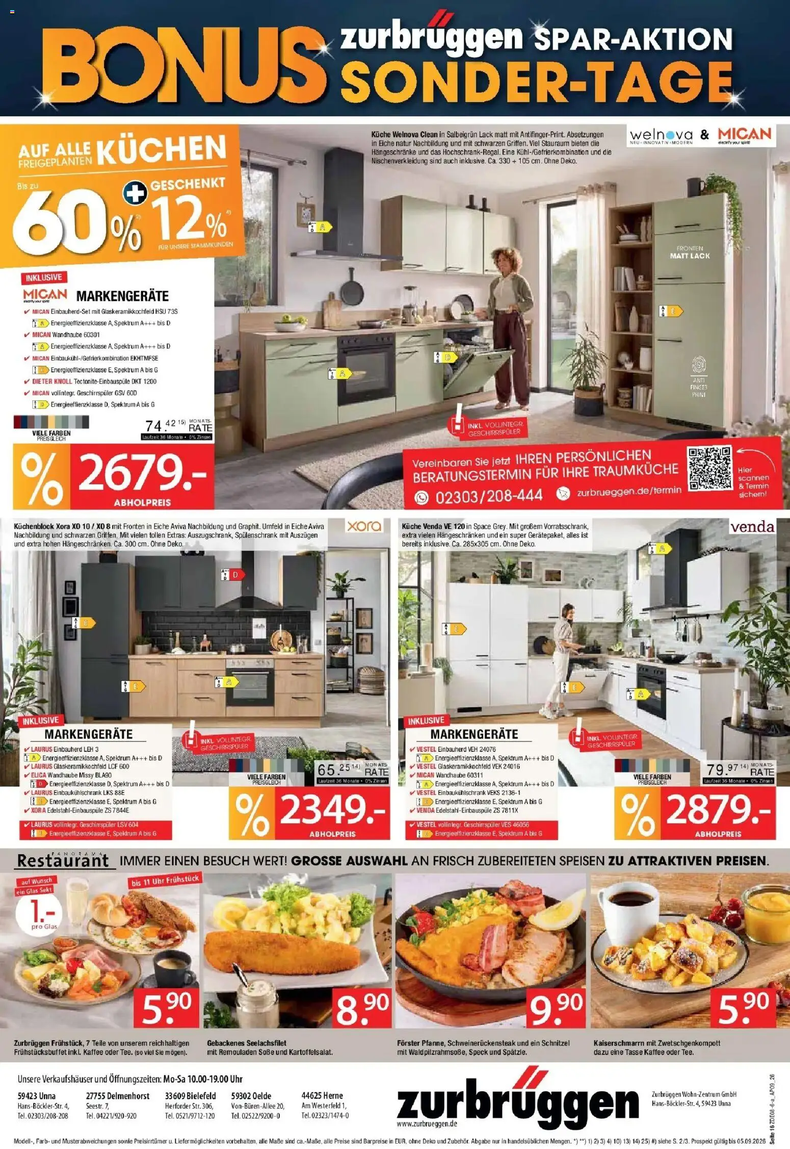 Zurbrüggen Bonus Sonder-Tage – gültig ab 22.08.2026 | Seite: 18 | Produkte: Küchenblock, Sekt, Schnitzel, Soße