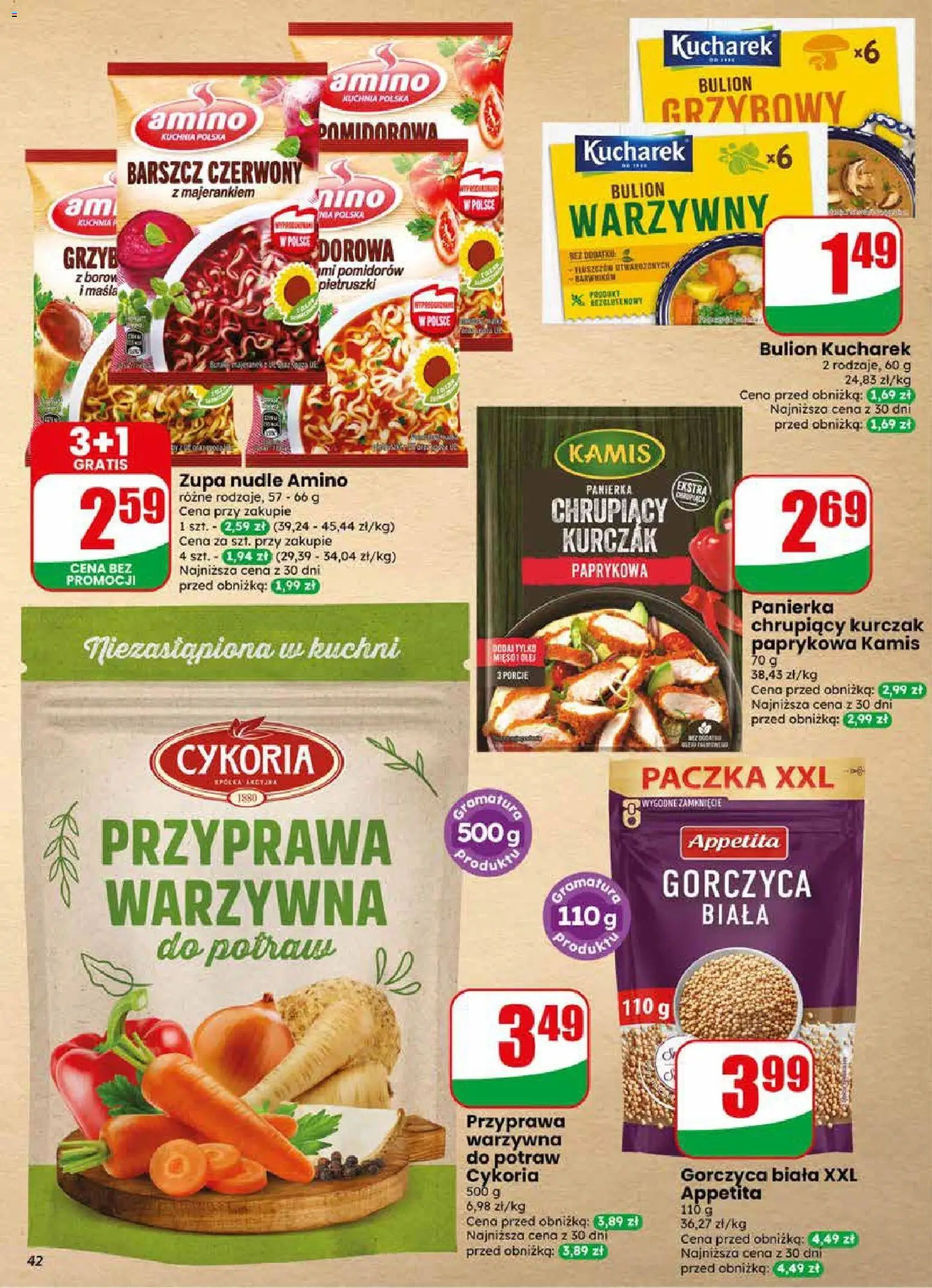 Dino gazetka od 20.05.2026 | Strona: 42 | Produkty: Barszcz, Gorczyca, Kurczak, Zupa