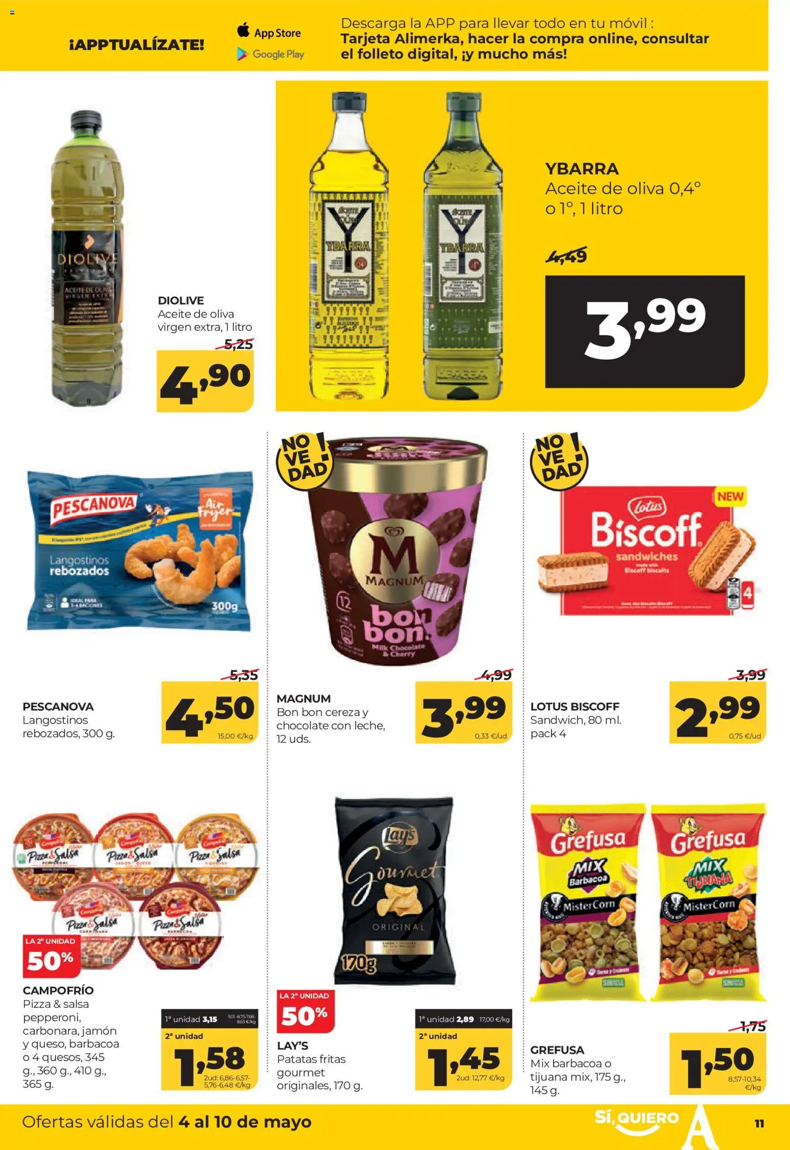 Alimerka folleto Castilla y León │ válido desde el 04.05.2026 | Página: 11 | Productos: Aceite, Pizza, Aceite de oliva, Barbacoa