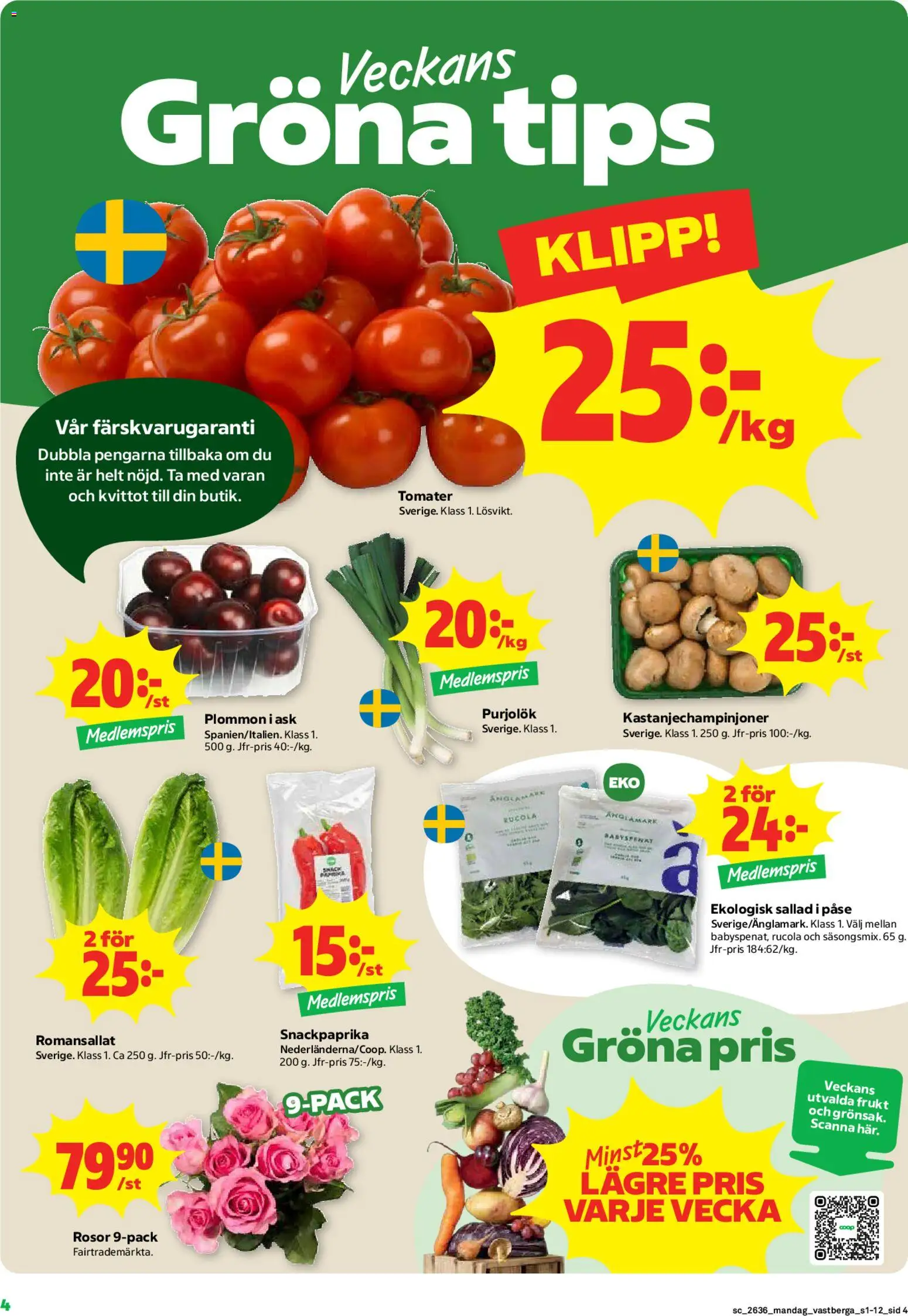 Coop Forum reklamblad aktuell från 31/08/2026 | Sida: 4 | Produkter: Frukt, Plommon, Purjolök, Sallad