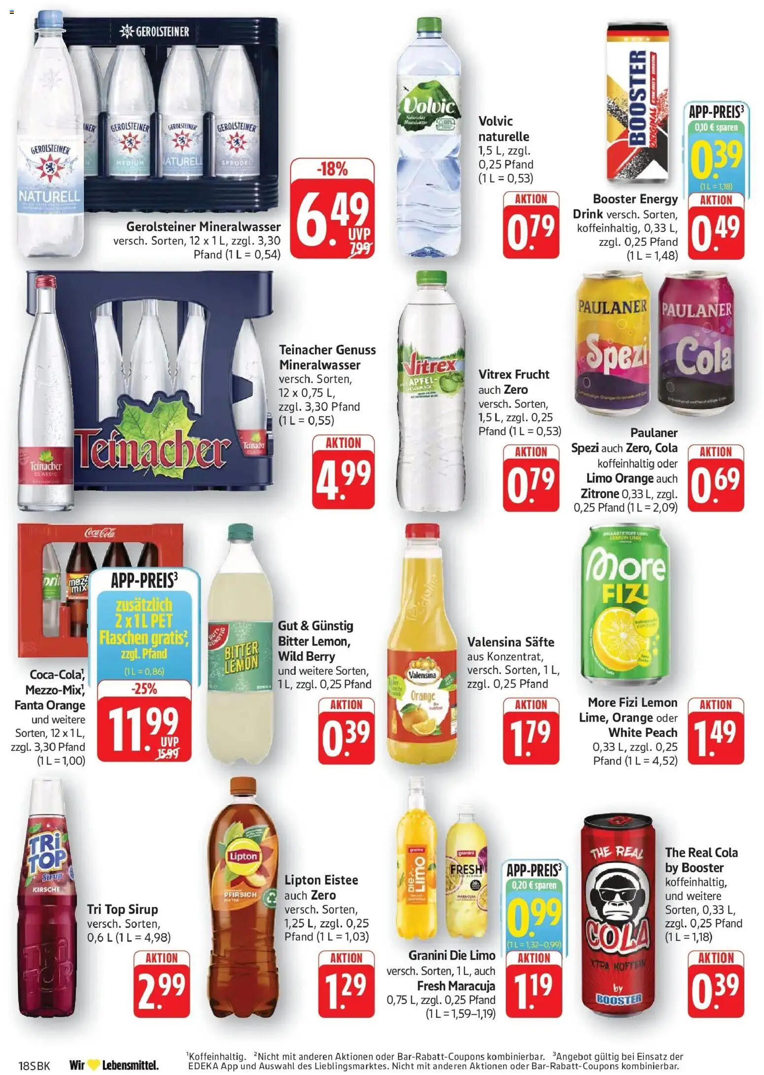 Edeka prospekt Pirmasens – gültig ab 08.06.2026 | Seite: 18 | Produkte: Sirup, Mineralwasser, Pfirsich, Gerolsteiner