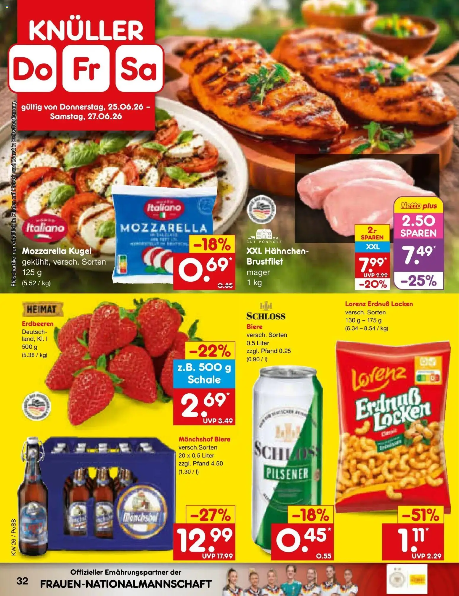Netto Marken-Discount Prospekt Regensburg – gültig ab 22.06.2026 | Seite: 44 | Produkte: Monchshof, Hahnchen, Erdbeeren, Fleisch