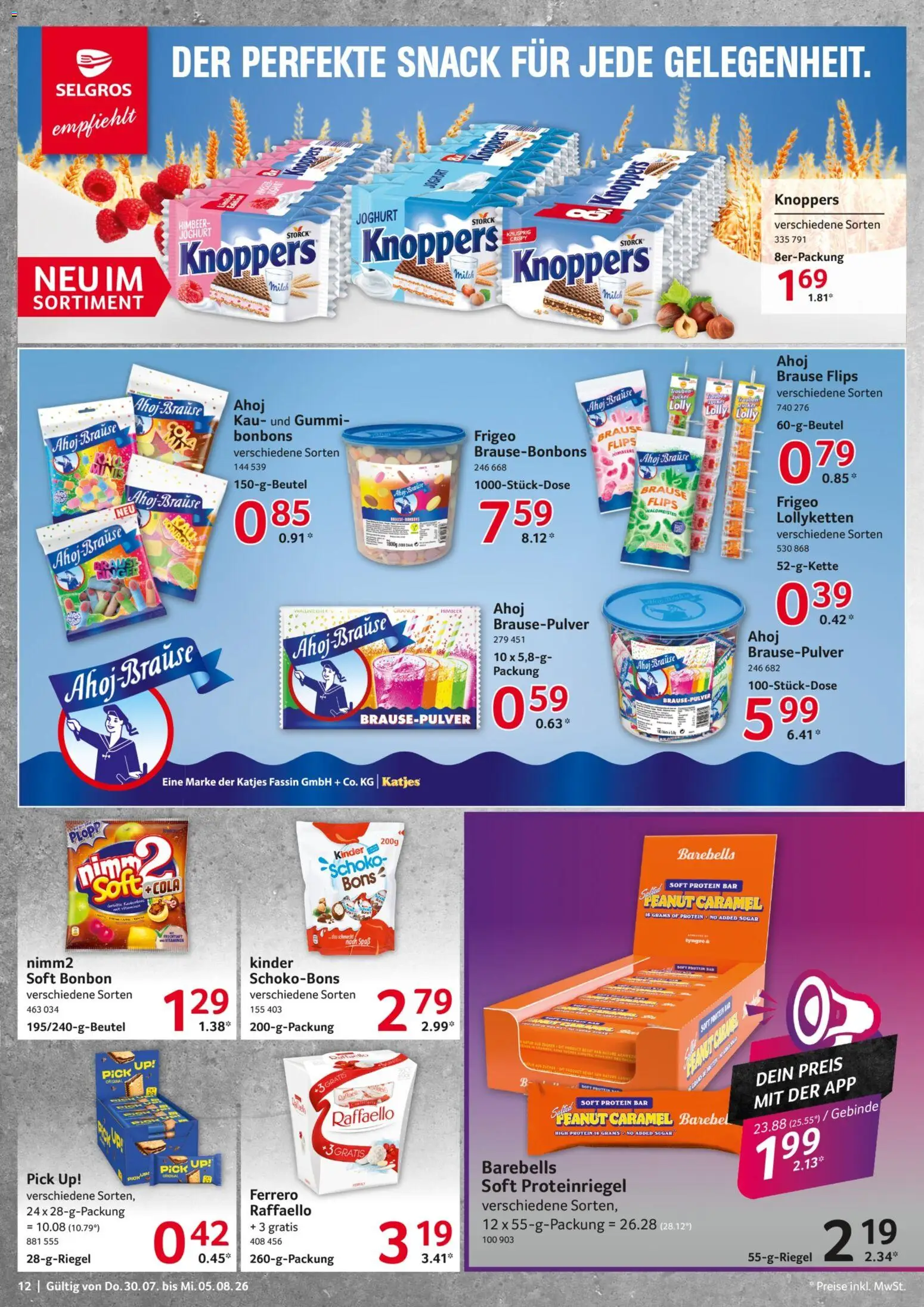 Selgros Prospekt – gültig ab 30.07.2026 | Seite: 12 | Produkte: Raffaello, Joghurt, Katjes, Zucker