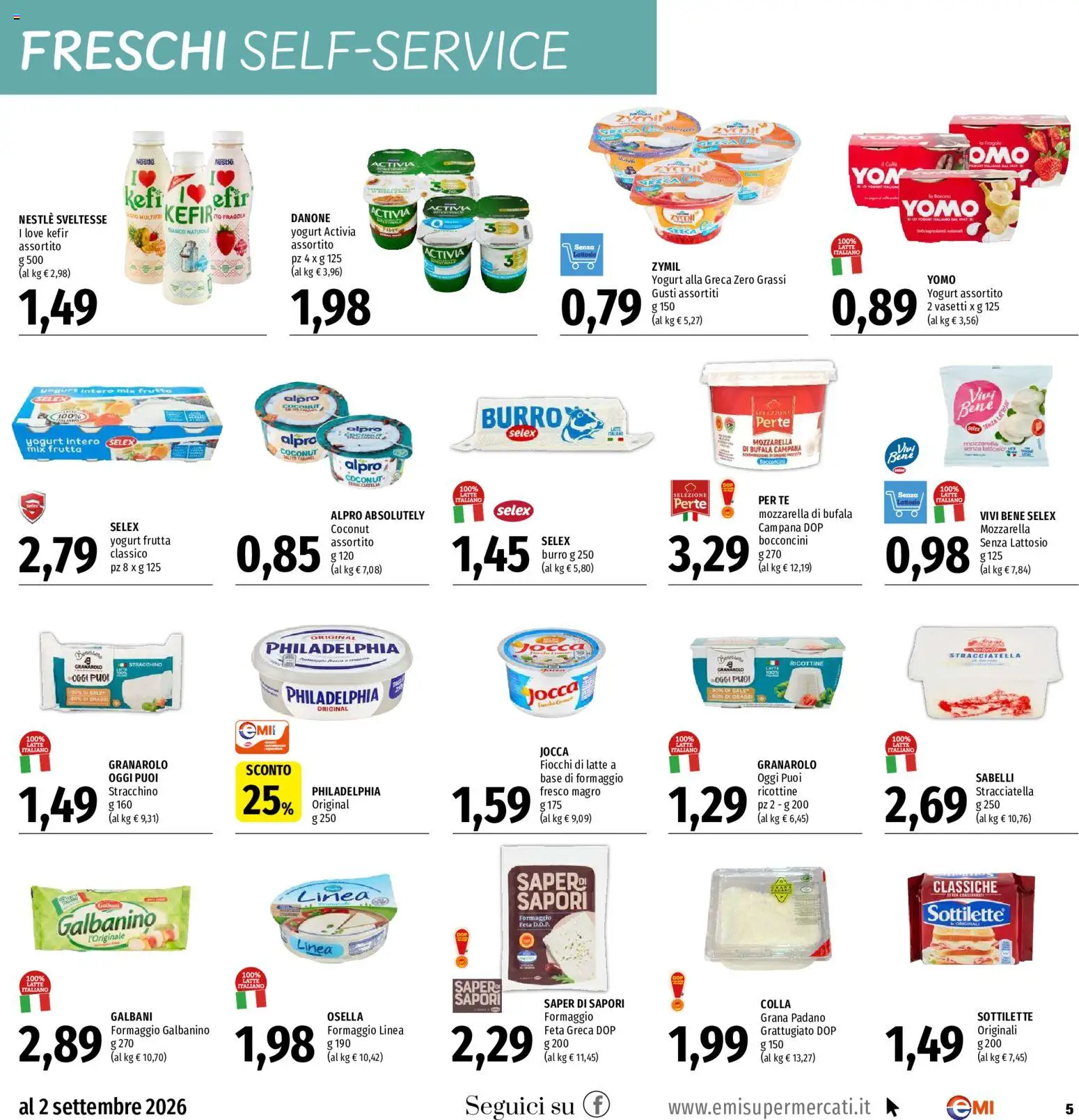 Volantino EMI del 20/08/2026 | Pagina: 5 | Prodotti: Kefir, Fiocchi di latte, Fiocchi, Formaggio
