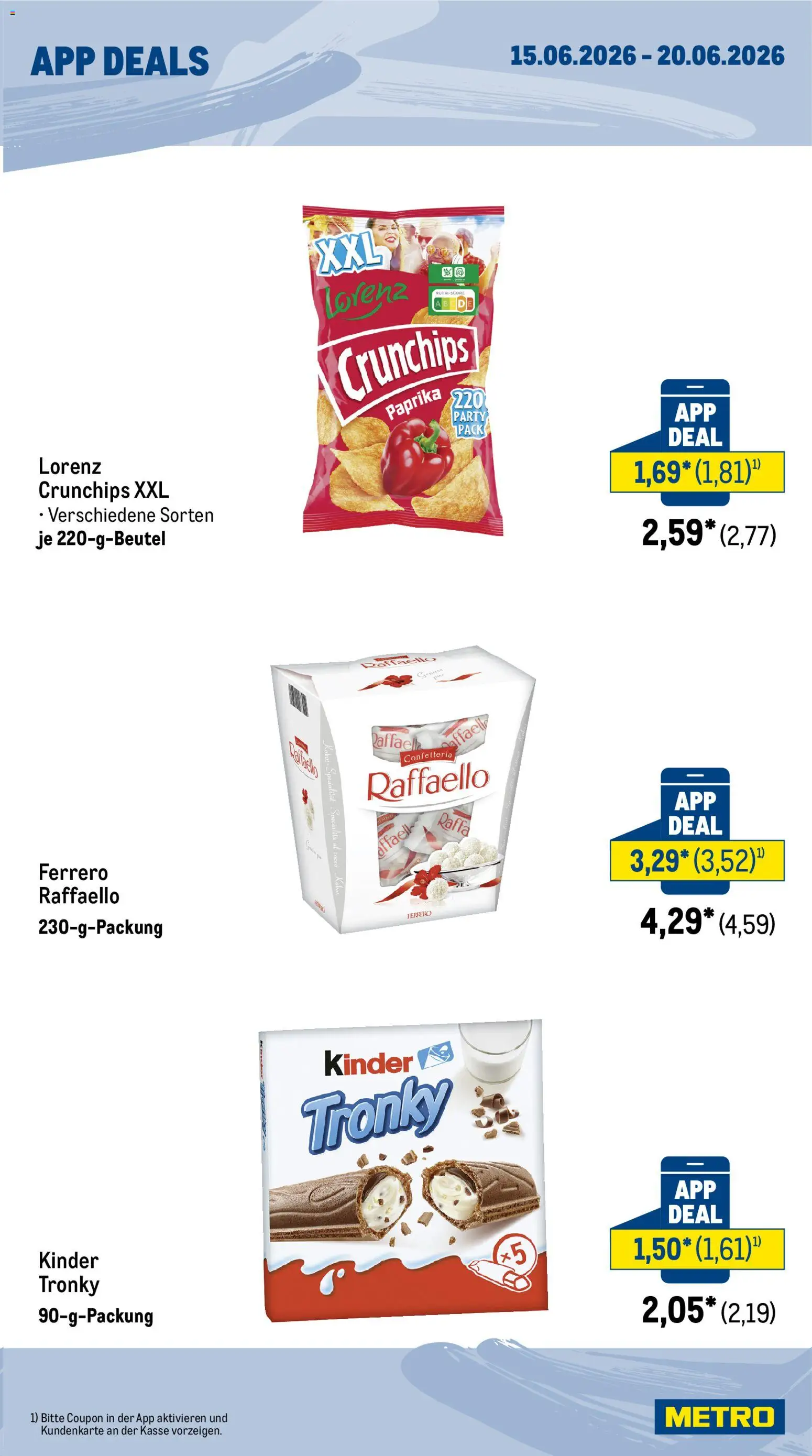 Metro App Deals – gültig ab 15.06.2026 | Seite: 7 | Produkte: Raffaello, Paprika, Lorenz crunchips