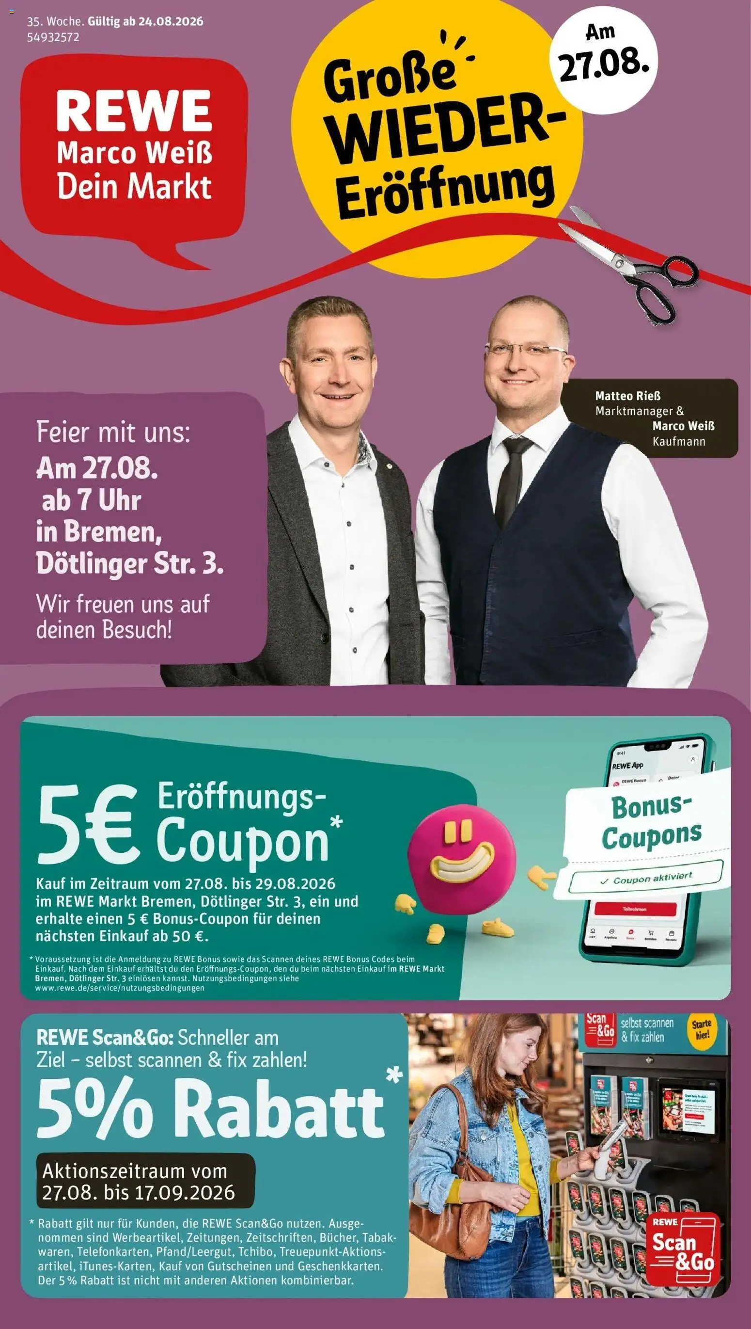 REWE Prospekt ab 24.08.2026 zum Blättern » Angebote | Seite: 1 | Produkte: Uhr