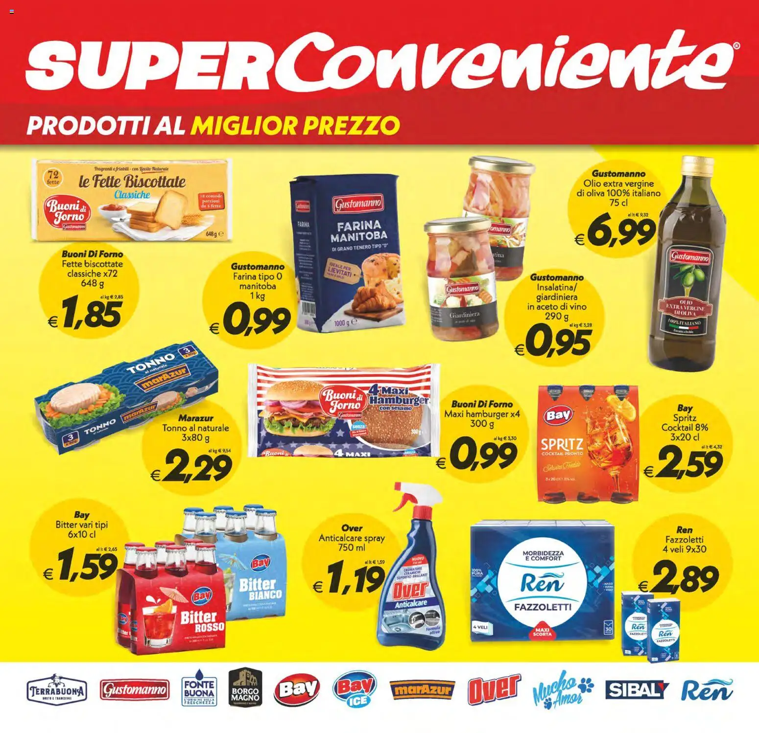 Volantino SuperConveniente del 09.06.2026 | Pagina: 19 | Prodotti: Tonno al naturale, Olio extra vergine, Fette biscottate, Hamburger