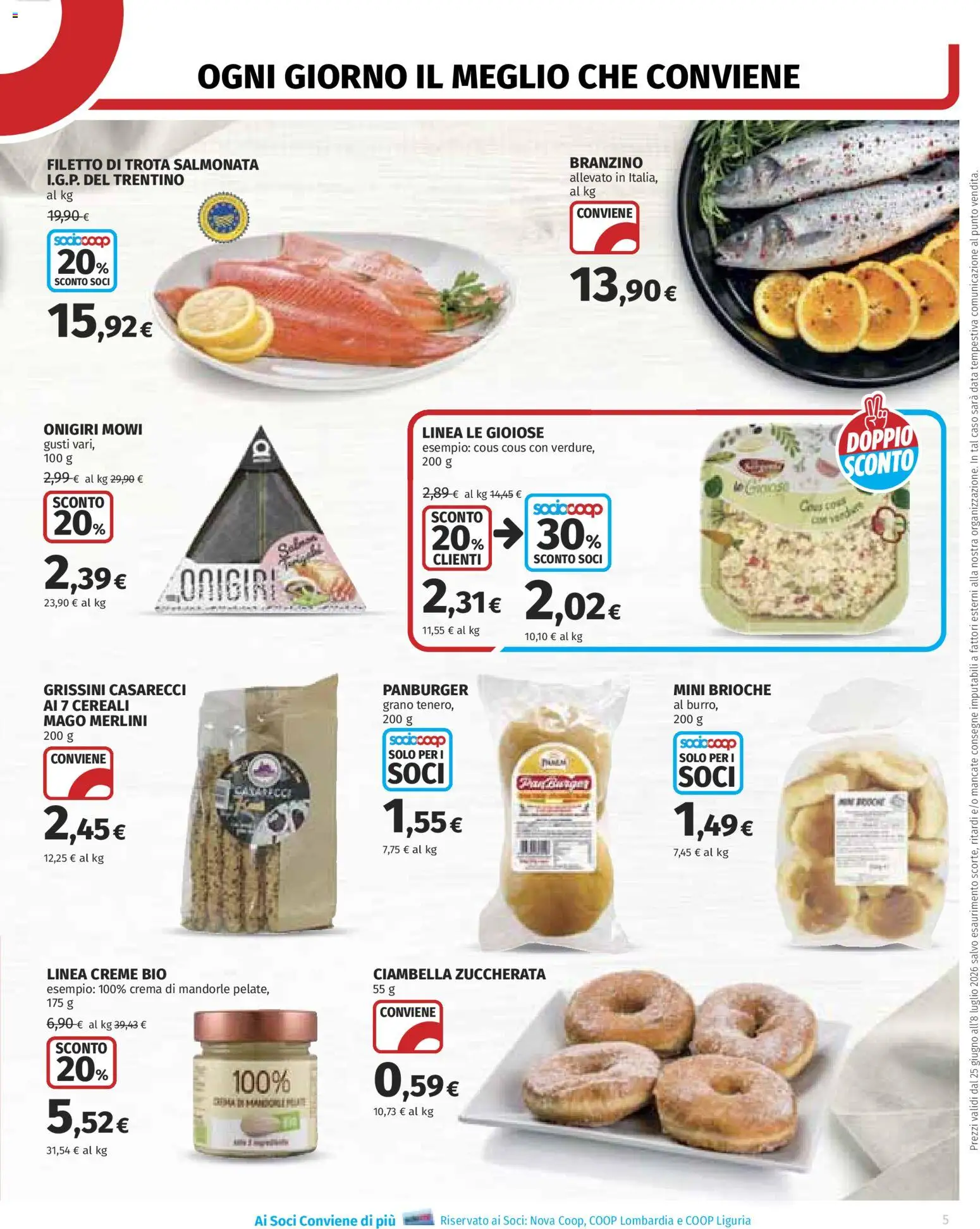 Volantino COOP del 25/06/2026 | Pagina: 5 | Prodotti: Cereali, Trota, Data, Grissini