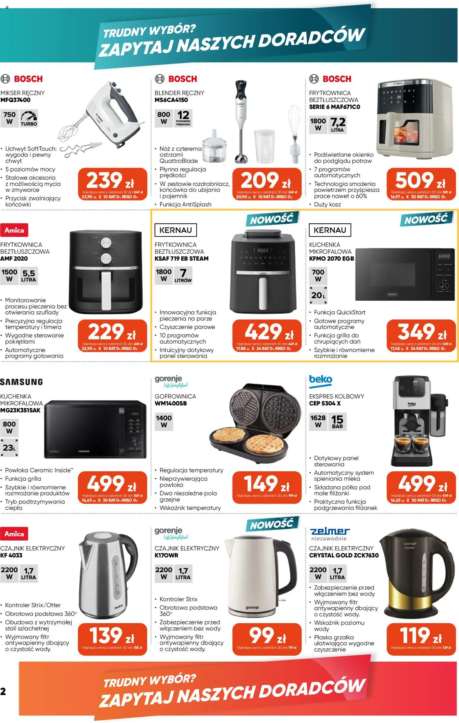 Max elektro gazetka od 01.10.2026 | Strona: 2 | Produkty: Czajnik elektryczny, Mikser ręczny, Mleka, Półka
