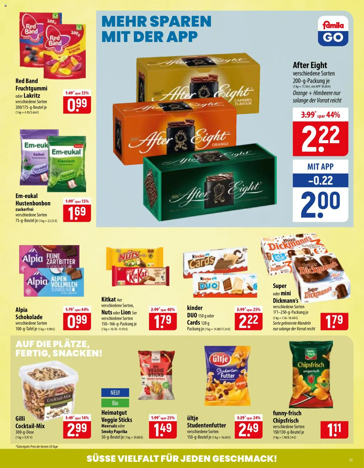 Famila Prospekt – gültig ab 14.09.2026 | Seite: 11 | Produkte: Schokolade, Mandeln, Paprika, Himbeere