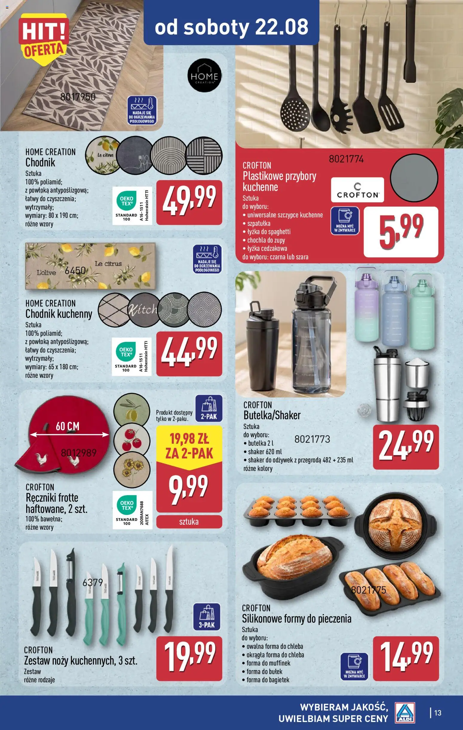 Aldi gazetka - Artykuły kuchenne od 18.08.2026 | Strona: 13 | Produkty: Zupy, Spaghetti, Forma do muffinek