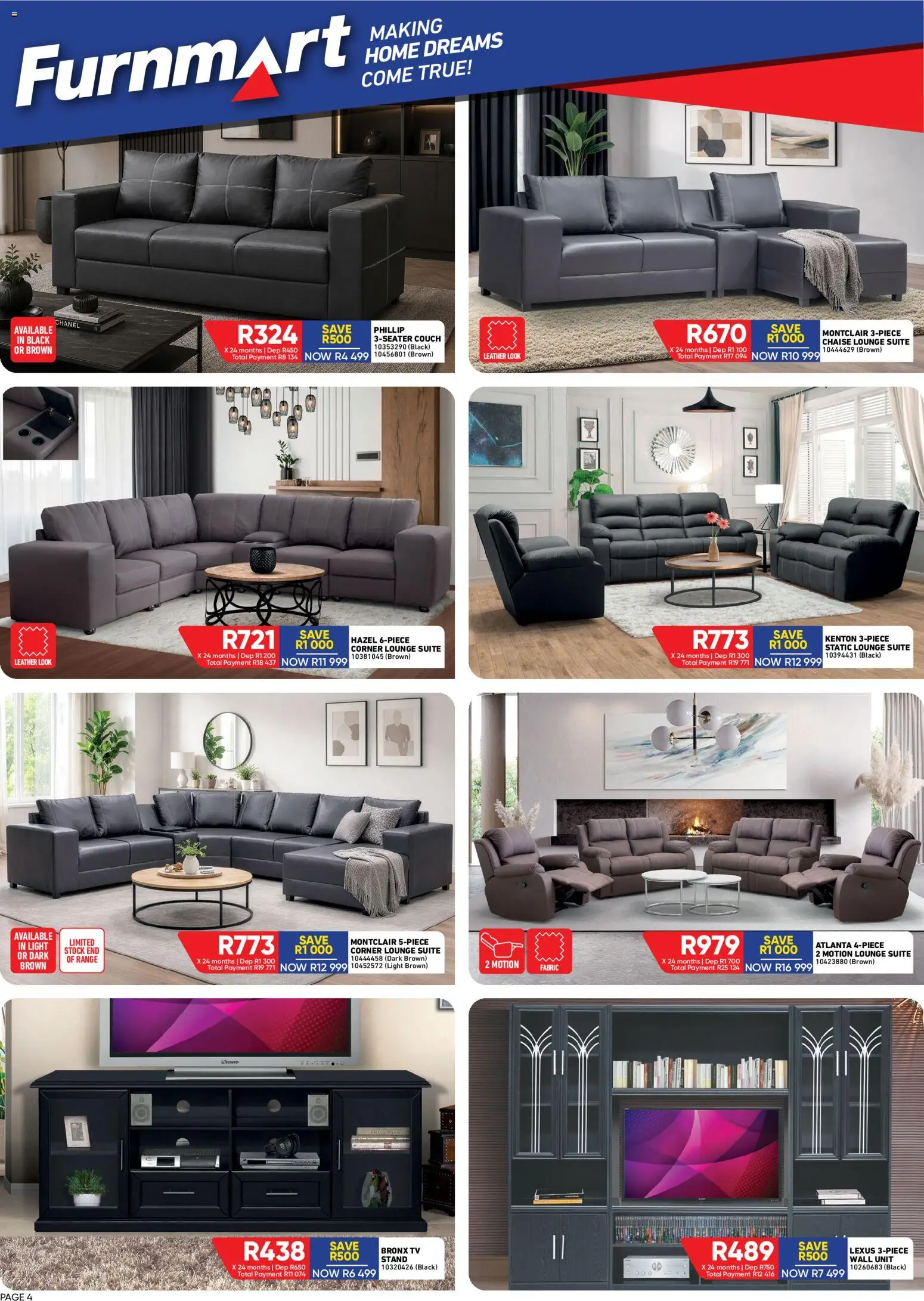 New Furnmart catalogue – valid from 10/08/2026 | Page: 4 | Products: Couch, Wall unit, Lounge suite, Chaise