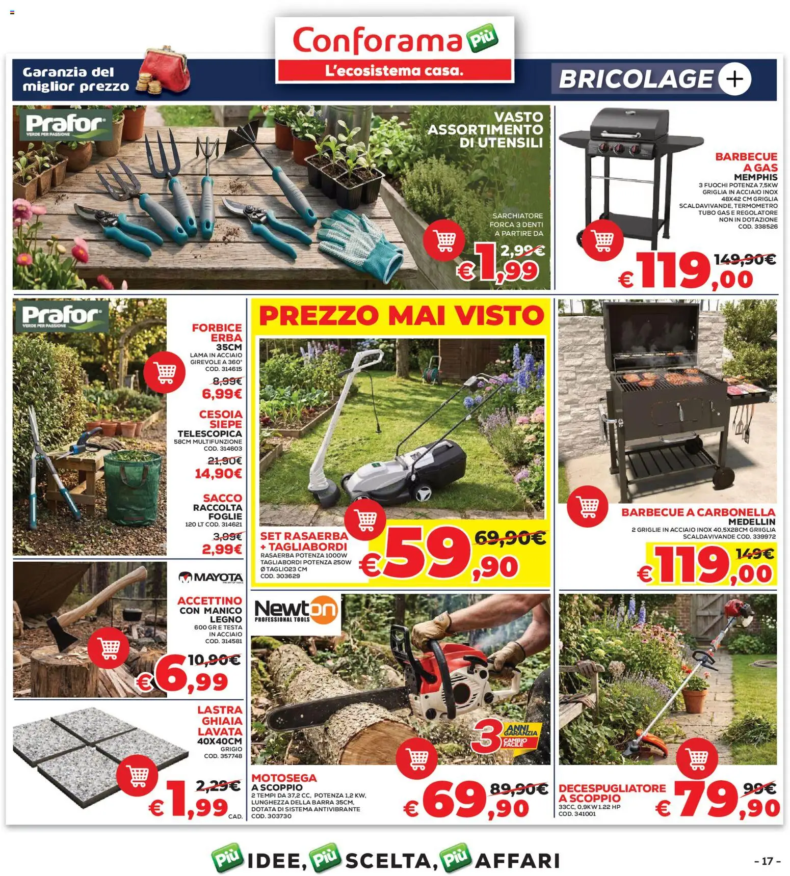 Volantino Conforama del 07.05.2026 | Pagina: 17 | Prodotti: Barbecue, Rasaerba, Motosega, Griglia