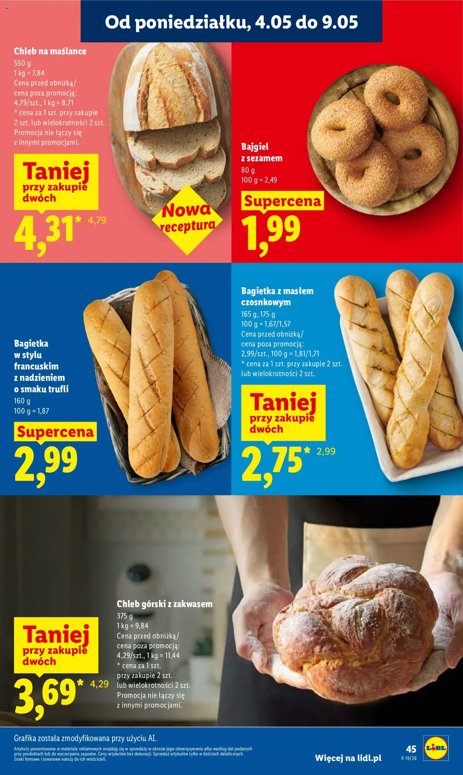 Lidl gazetka od 04.05.2026 | Strona: 47 | Produkty: Chleb na maślance, Bagietka, Chleb
