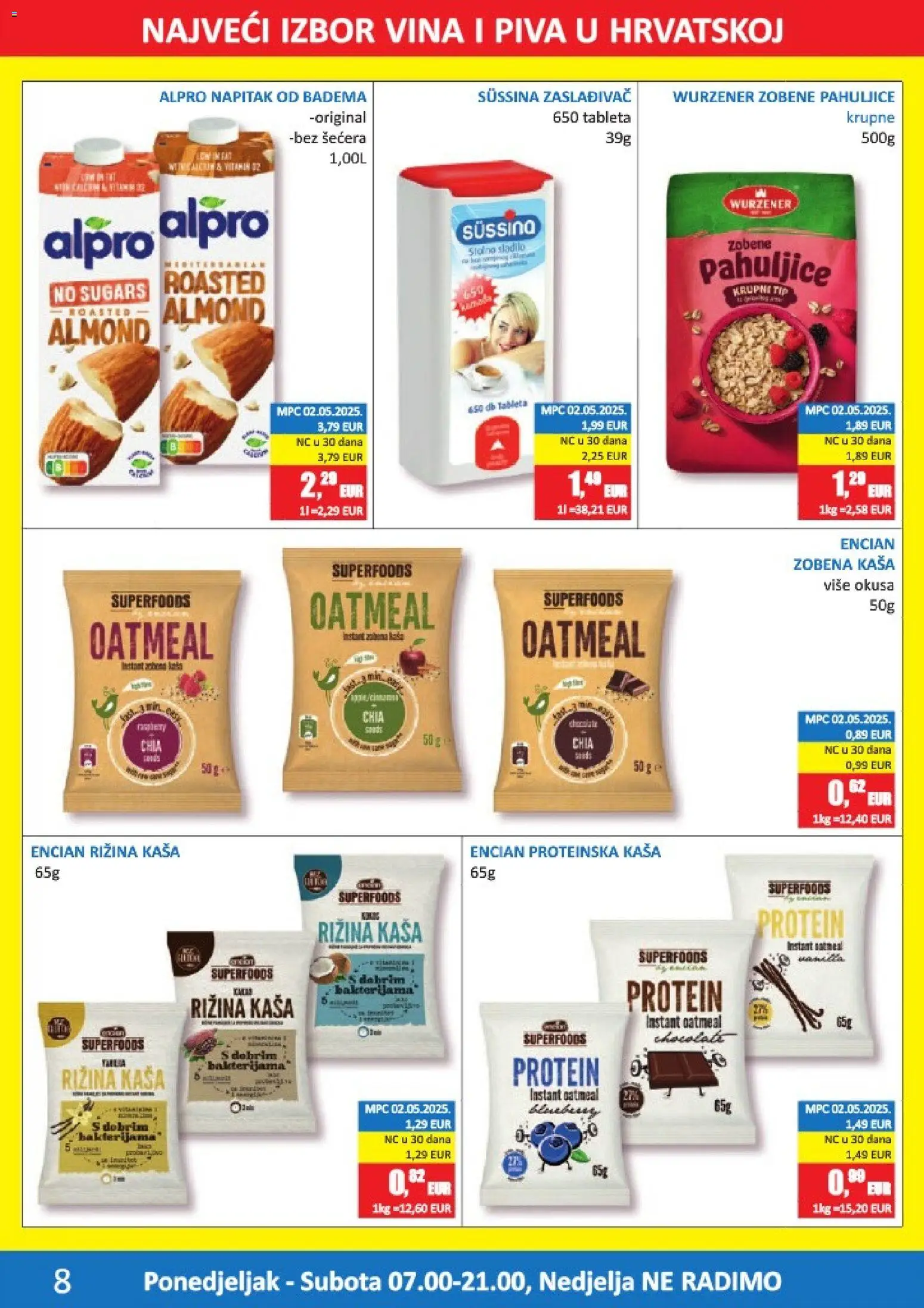 Vrutak katalog | vrijedi od 08.06.2026 | Stranica: 8 | Proizvodi: Zobene pahuljice, Alpro, Pahuljice, Sladilo