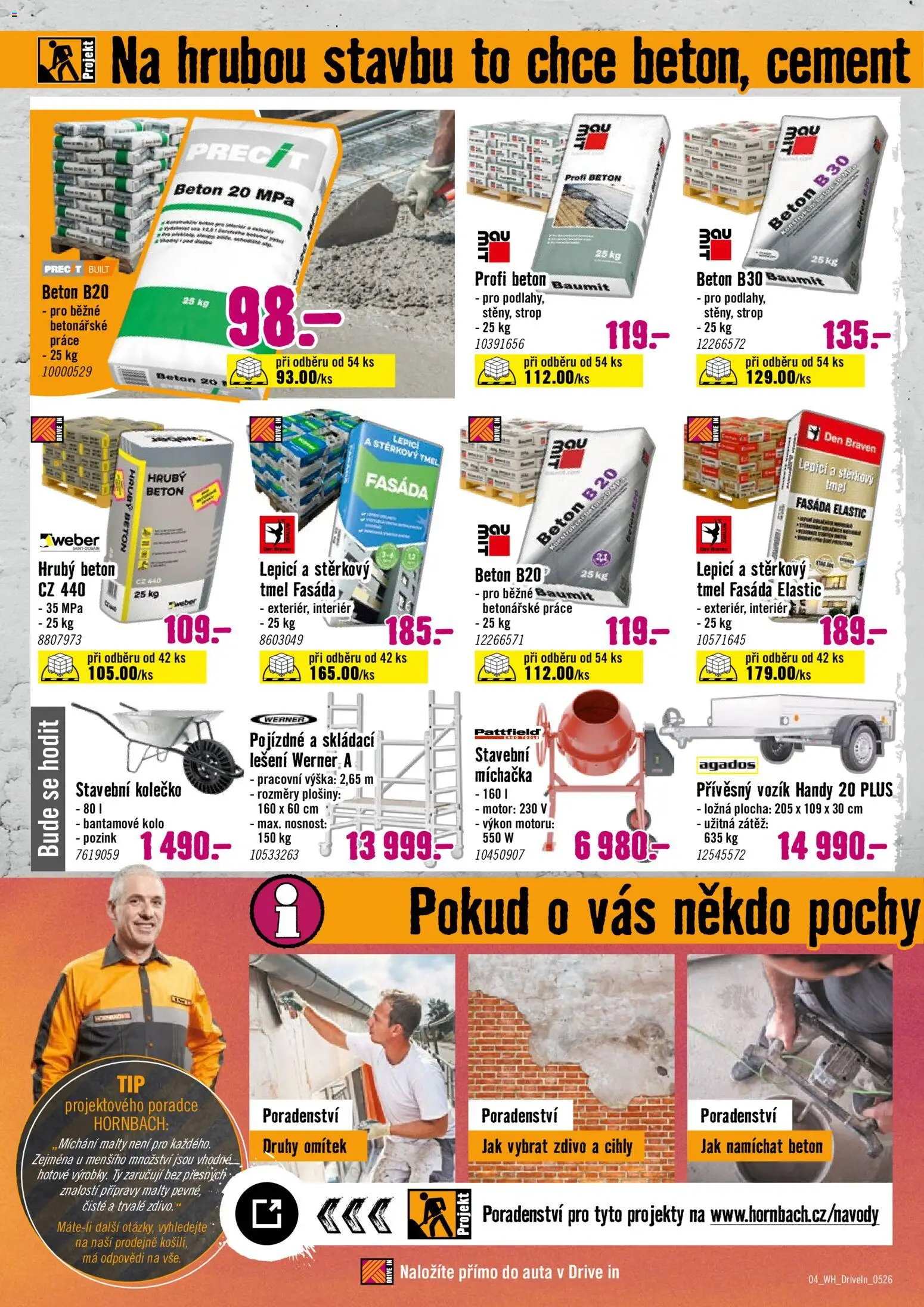 HORNBACH leták - Drive In od 20.05.2026 | Strana: 4 | Produkty: Kolo, Přívěsný vozík, Cement