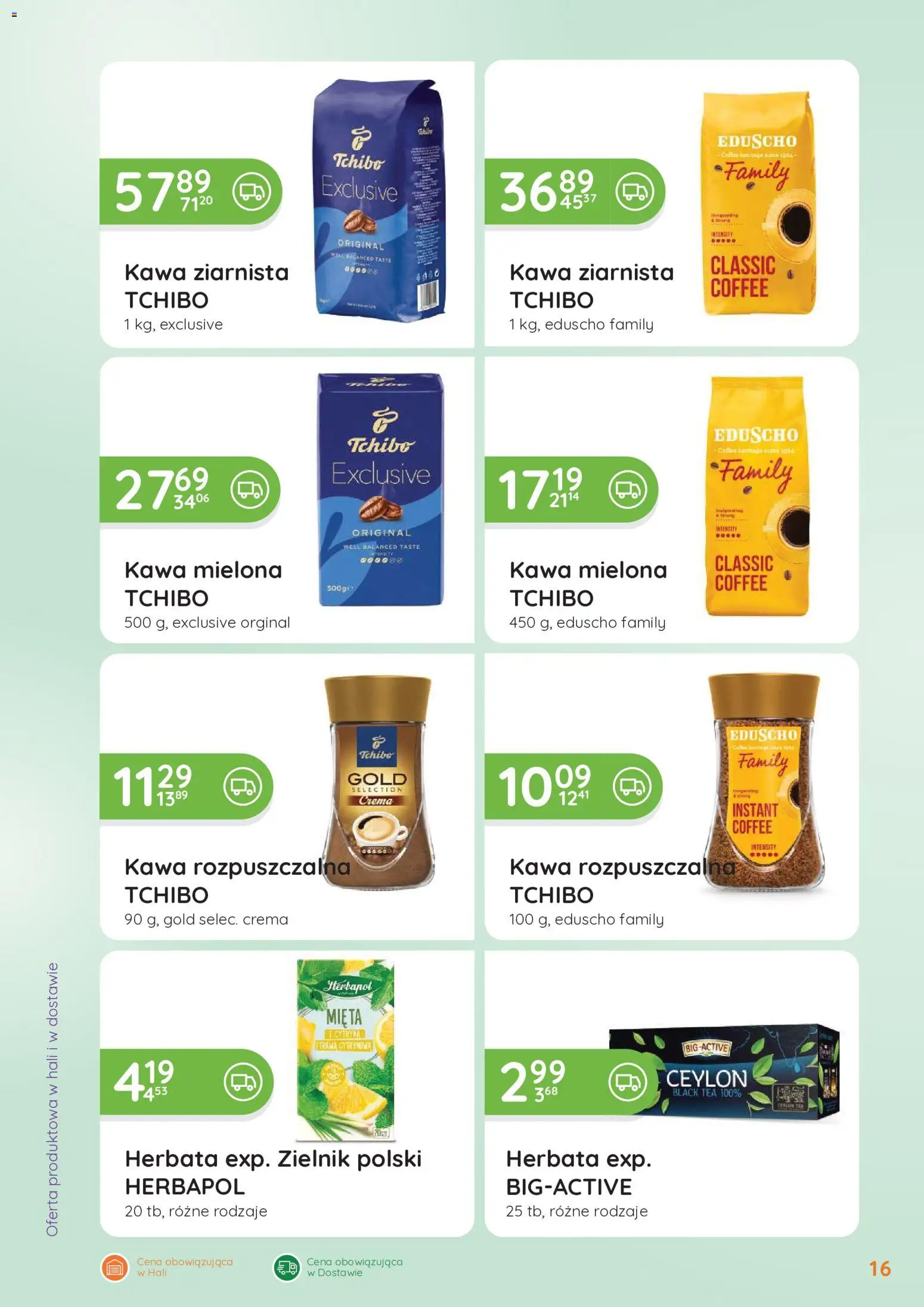 Eurocash gazetka - Oferta Handlowa od 24.08.2026 | Strona: 16 | Produkty: Kawa rozpuszczalna, Tchibo, Kawa, Kawa mielona