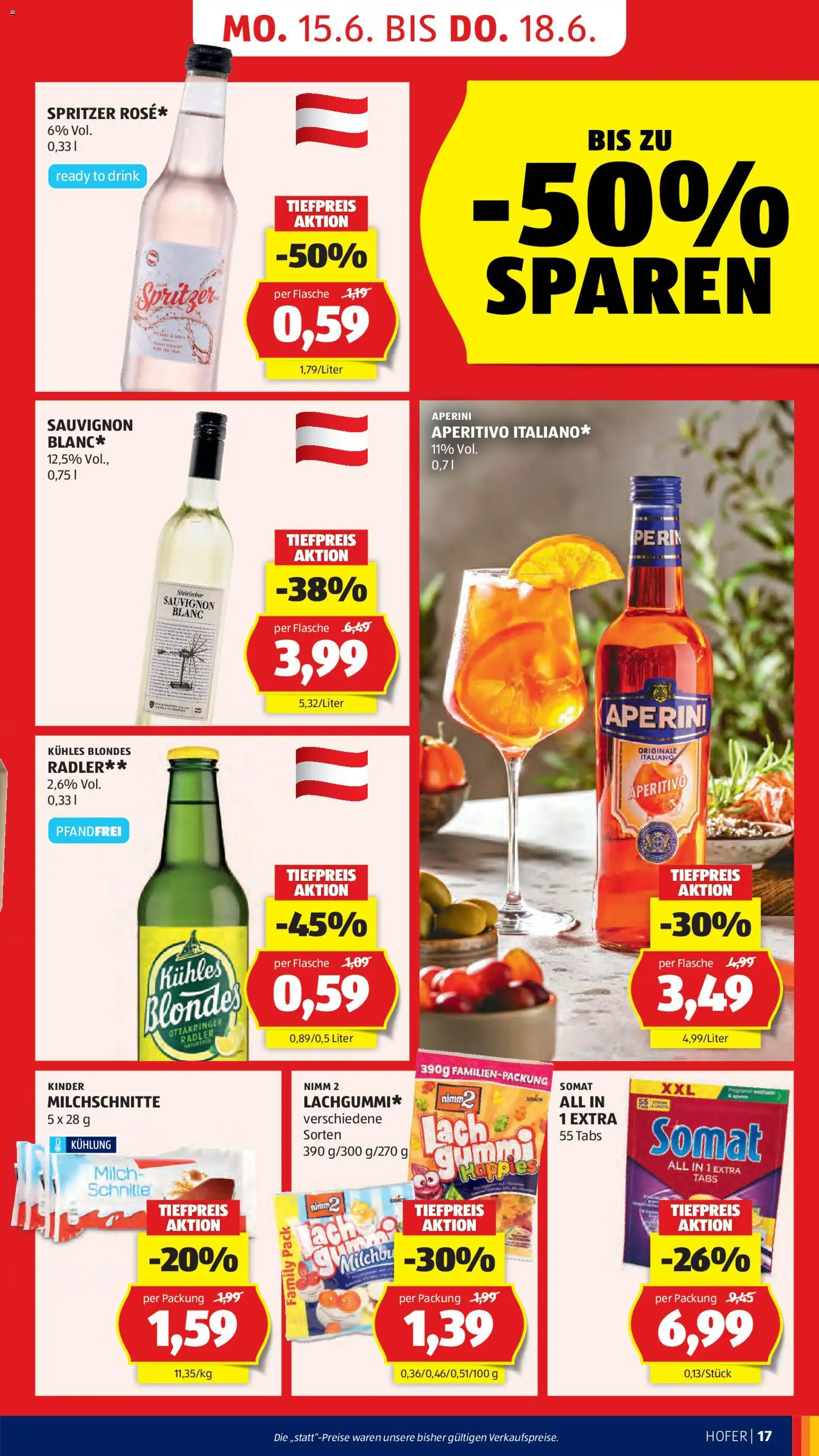 Hofer AT akciós ujság - amely érvényes a következő dátumtól: 12.06.2026 | Oldal: 19 | Termékek: Somat, Radler