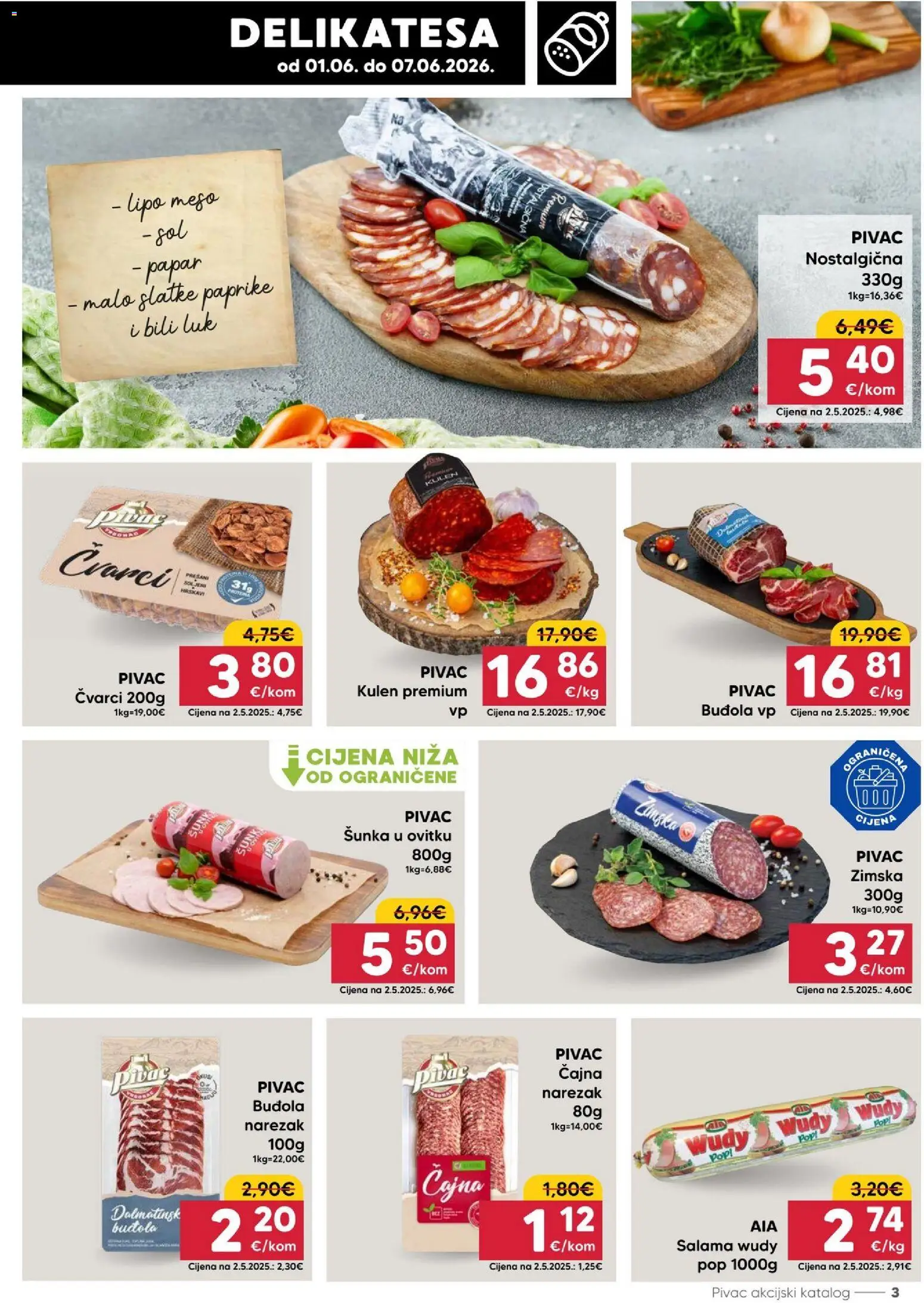 Pivac katalog | vrijedi od 01.06.2026 | Stranica: 3 | Proizvodi: Šunka, Sol, Papar, Kulen