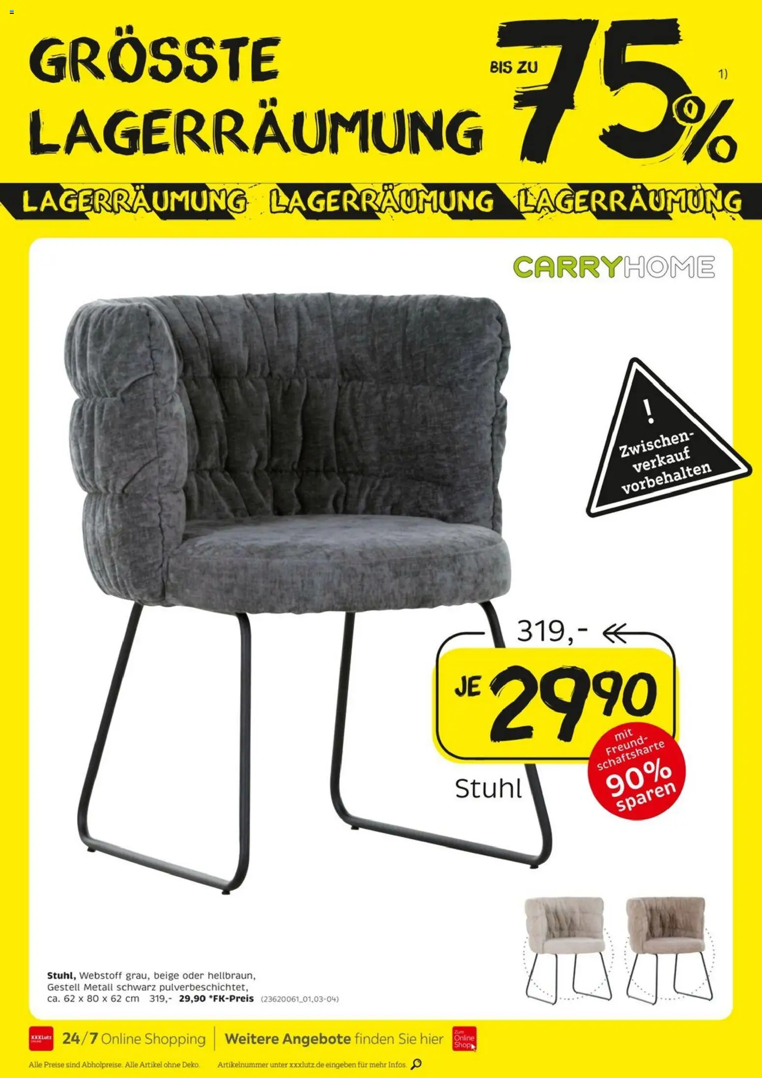 XXXLutz Größte Lagerräumung – gültig ab 16.05.2026 | Seite: 6 | Produkte: Stuhl