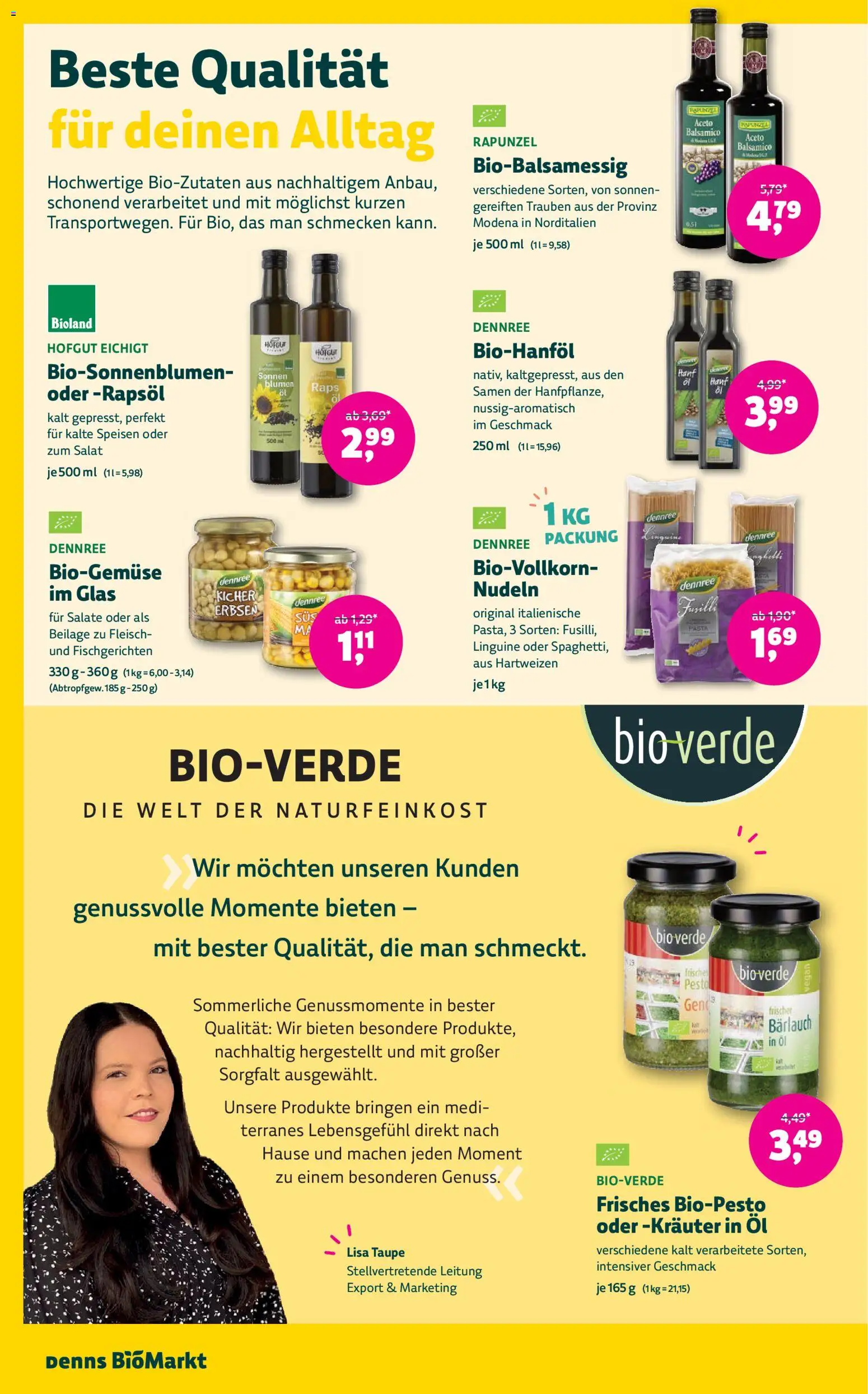 Denns BioMarkt Angebote gültig ab 15.07.2026 | Seite: 10 | Produkte: Pasta, Salat, Erbsen, Öl