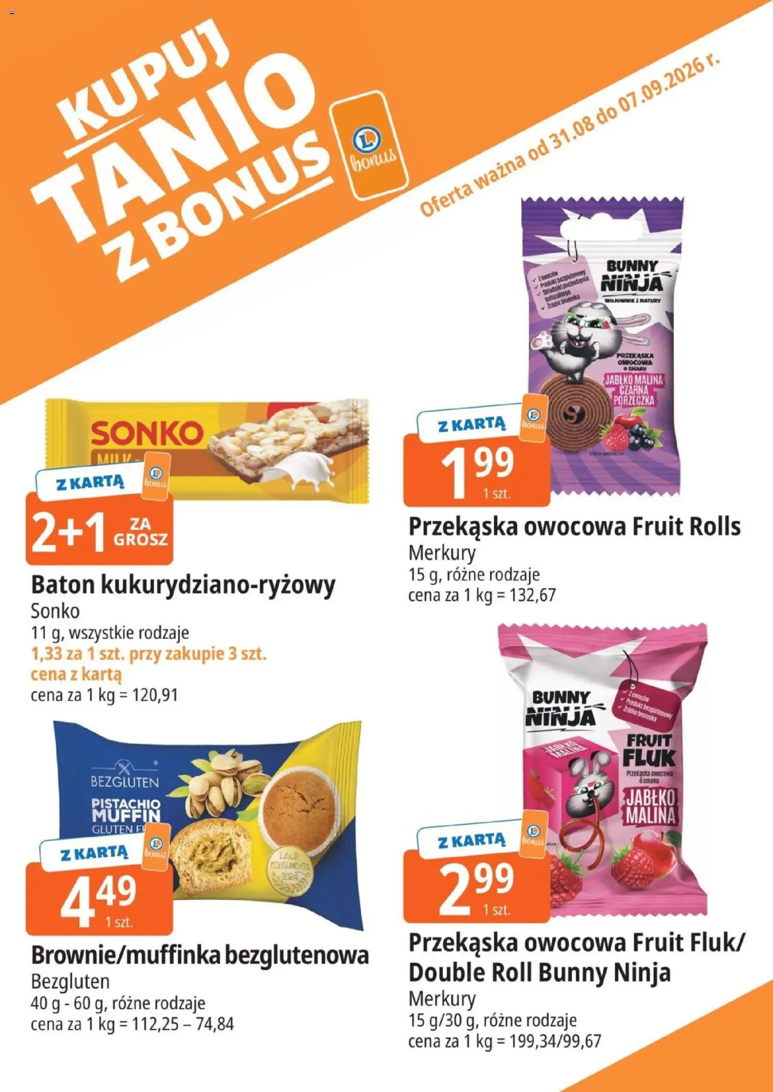 E.Leclerc gazetka - Kupuj Tanio Z Bonus od 31.08.2026 | Strona: 3 | Produkty: Karta, Malina, Porzeczka, Baton