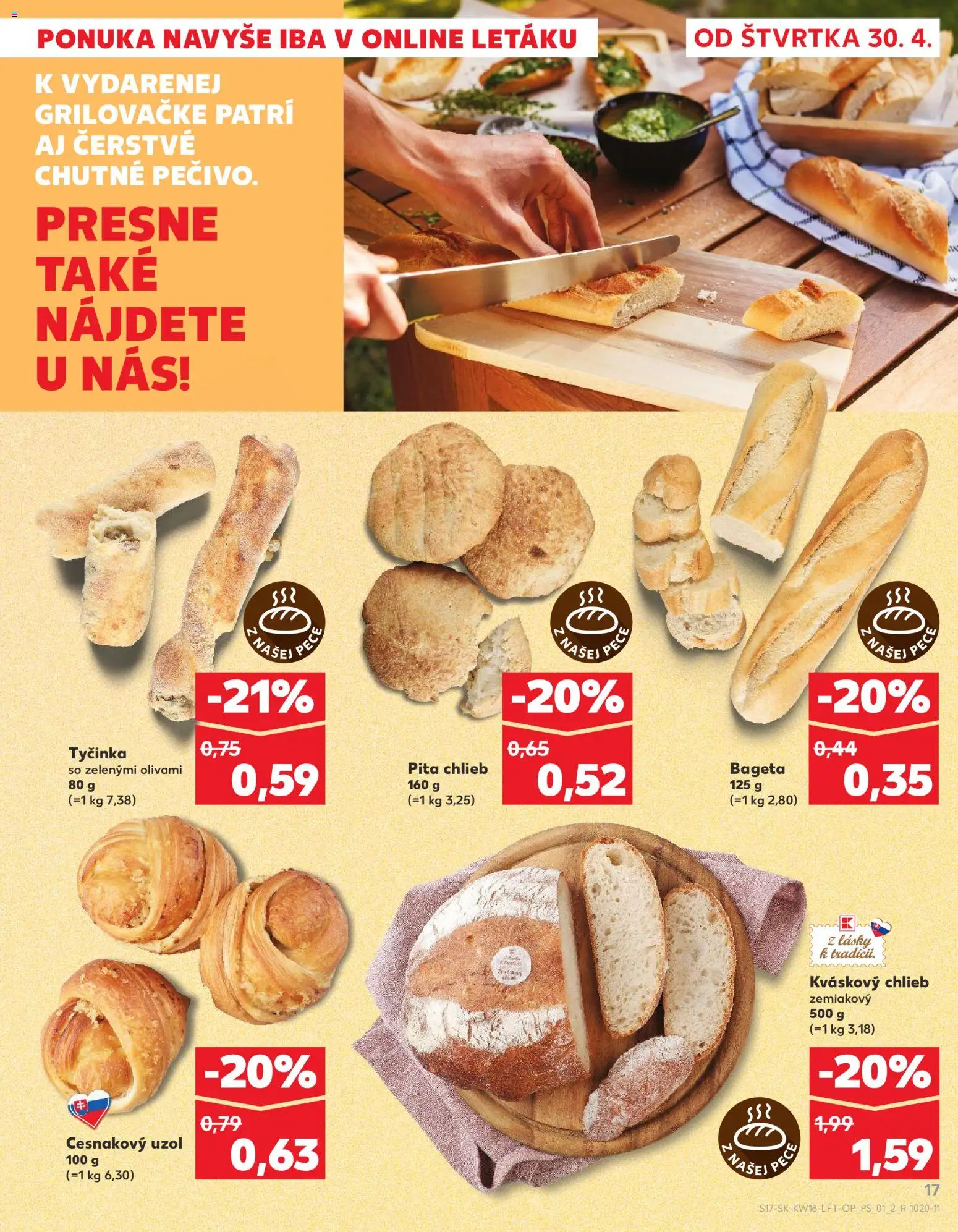 Nové Kaufland akcie – leták je platný od 30.04.2026 | Strana: 17 | Produkty: Chlieb