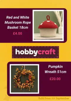 Preview of Hobbycraft - Offers valid from 01/09/2026 | Page: 3 | Products: Basket, Pumpkin