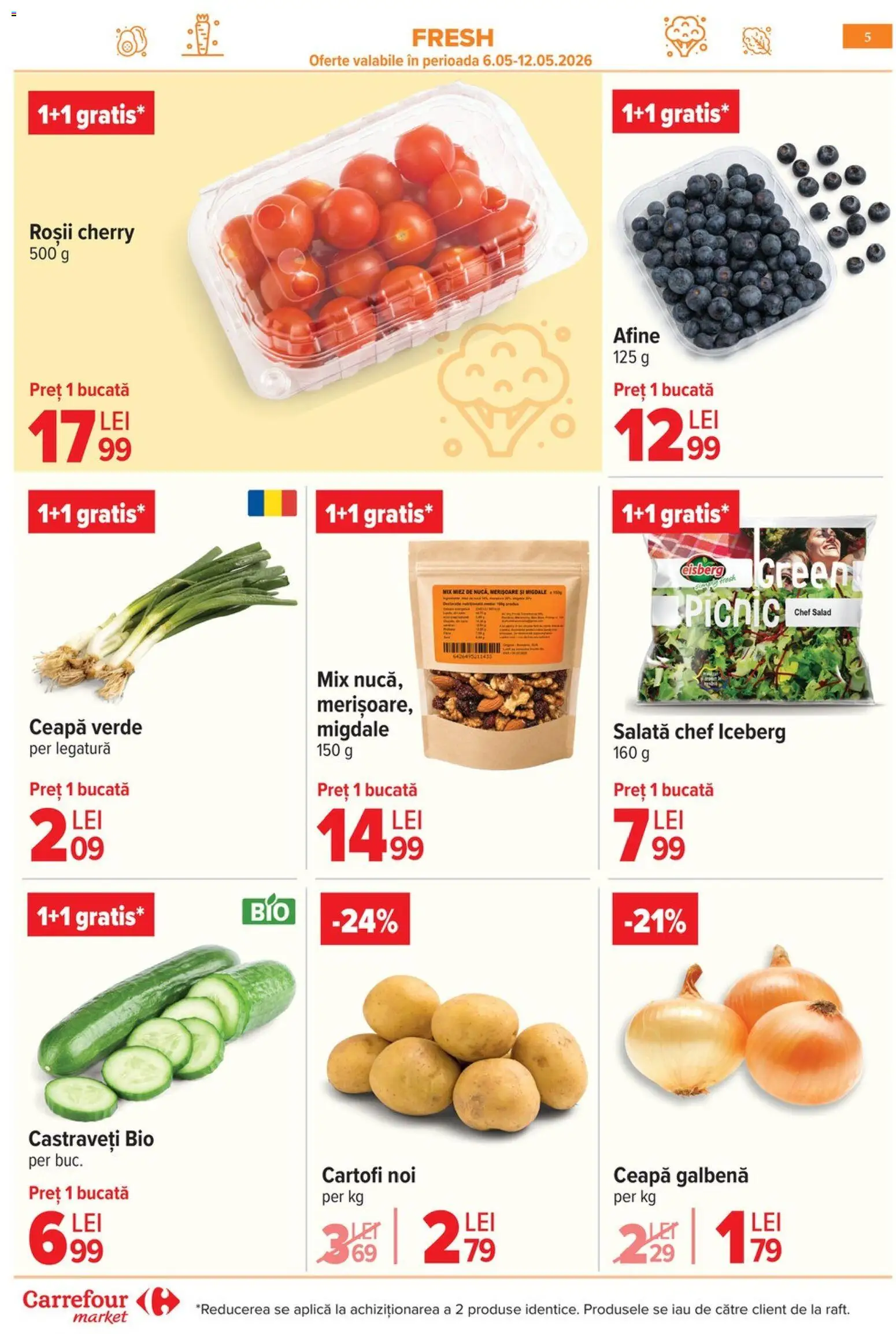 Noul catalog Carrefour – valabil de la 06.05.2026 | Pagină: 8 | Produse: Ceapă galbenă, Migdale, Cartofi, Çocuk sutyeni