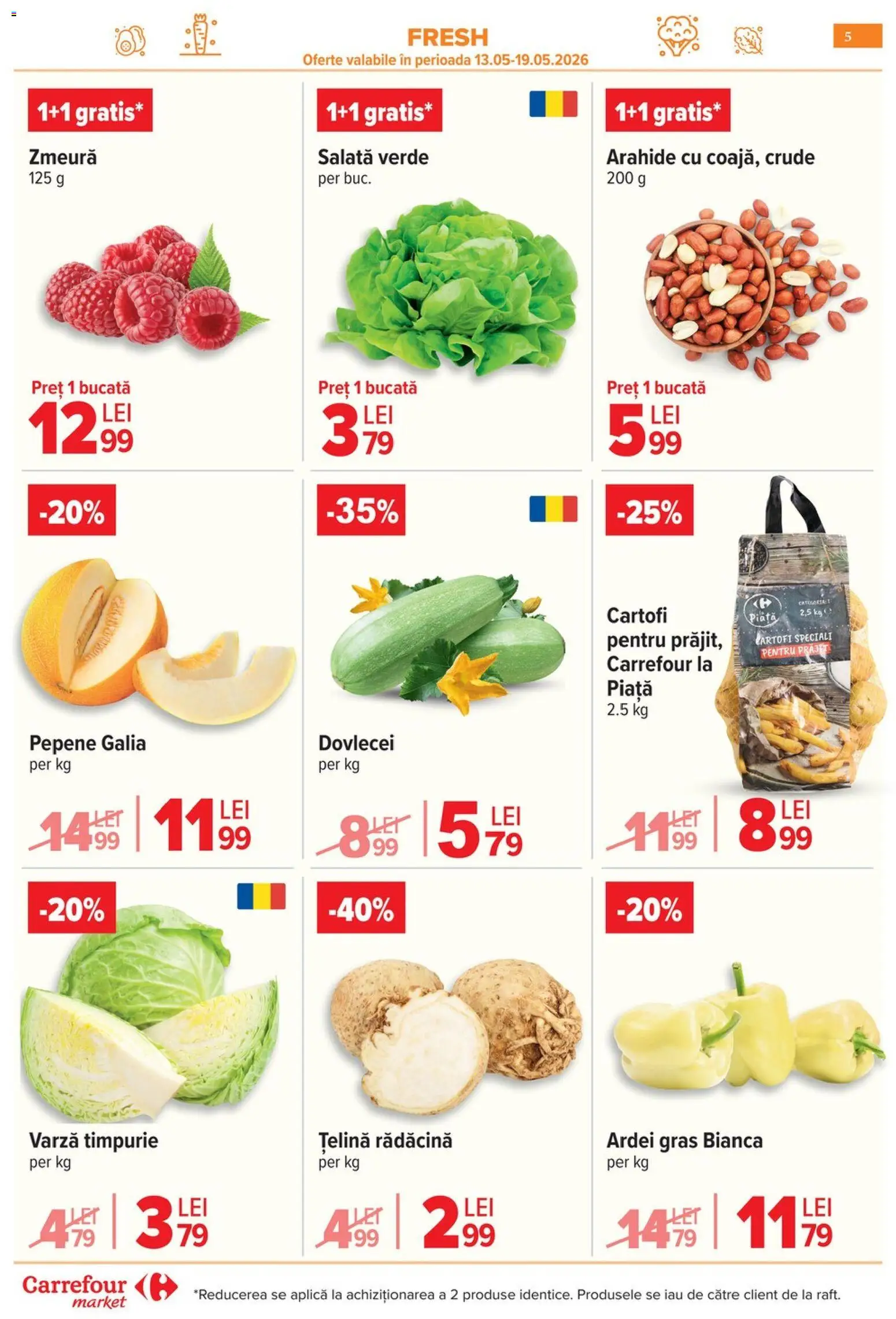 Noul catalog Carrefour – valabil de la 06.05.2026 | Pagină: 8 | Produse: Şerit ödül, Afine, Castraveți, Ceapă